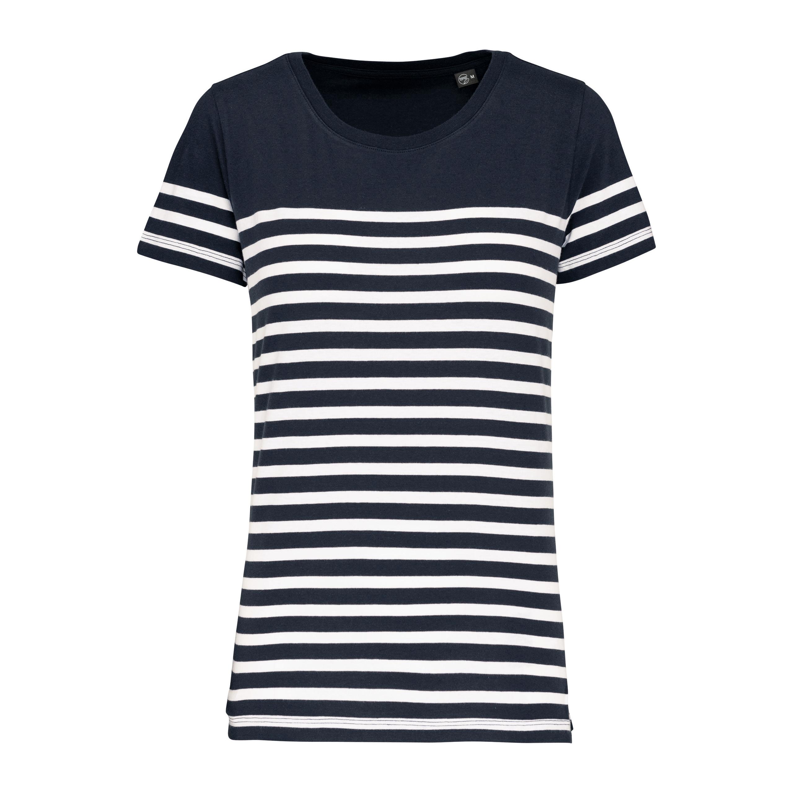 Kariban - T-shirt marin col rond Bio femme - Navy / White Stripes - XS