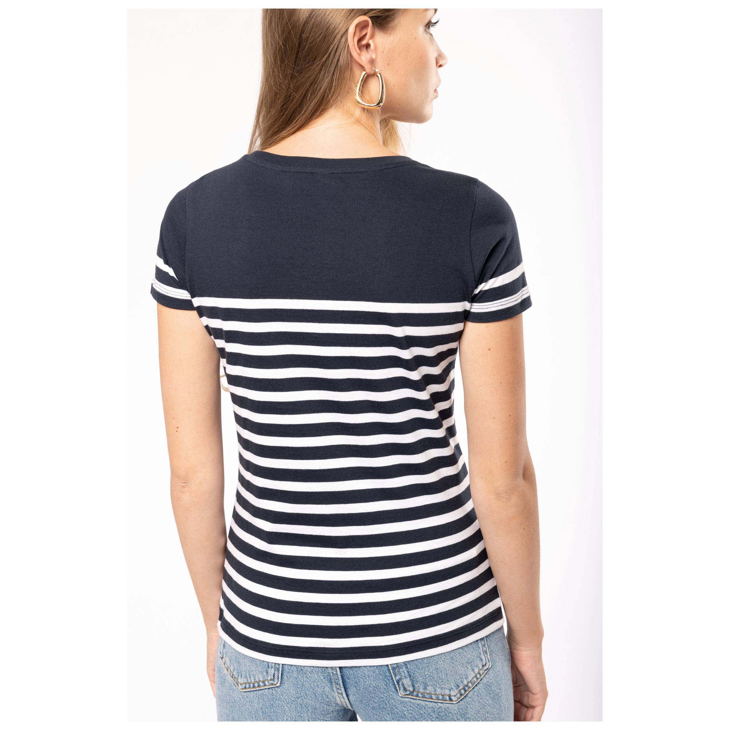 Kariban - T-shirt marin col rond Bio femme - Navy / White Stripes - XS