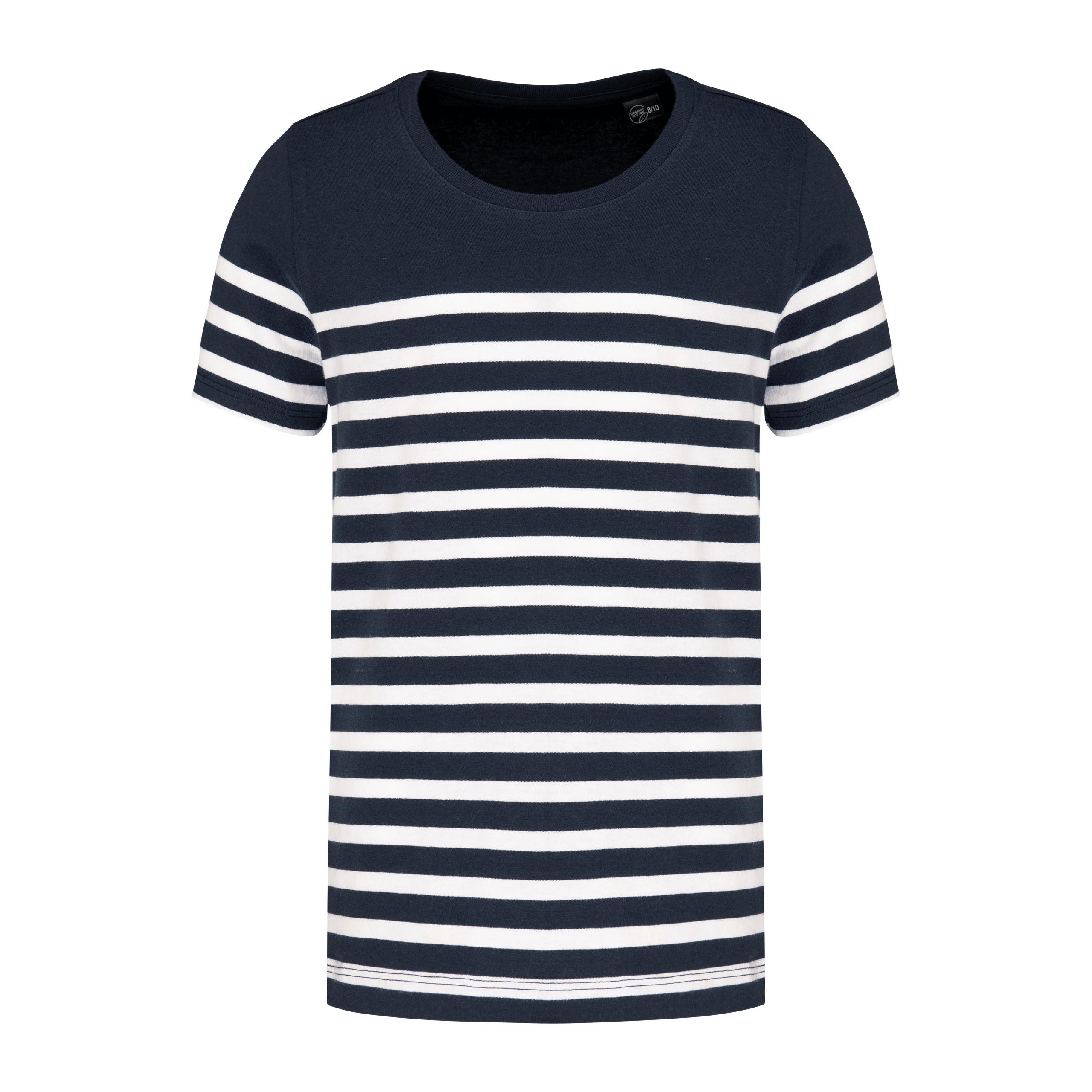 Kariban - T-shirt marin col rond Bio enfant - Navy / White Stripes - 4/6 ans