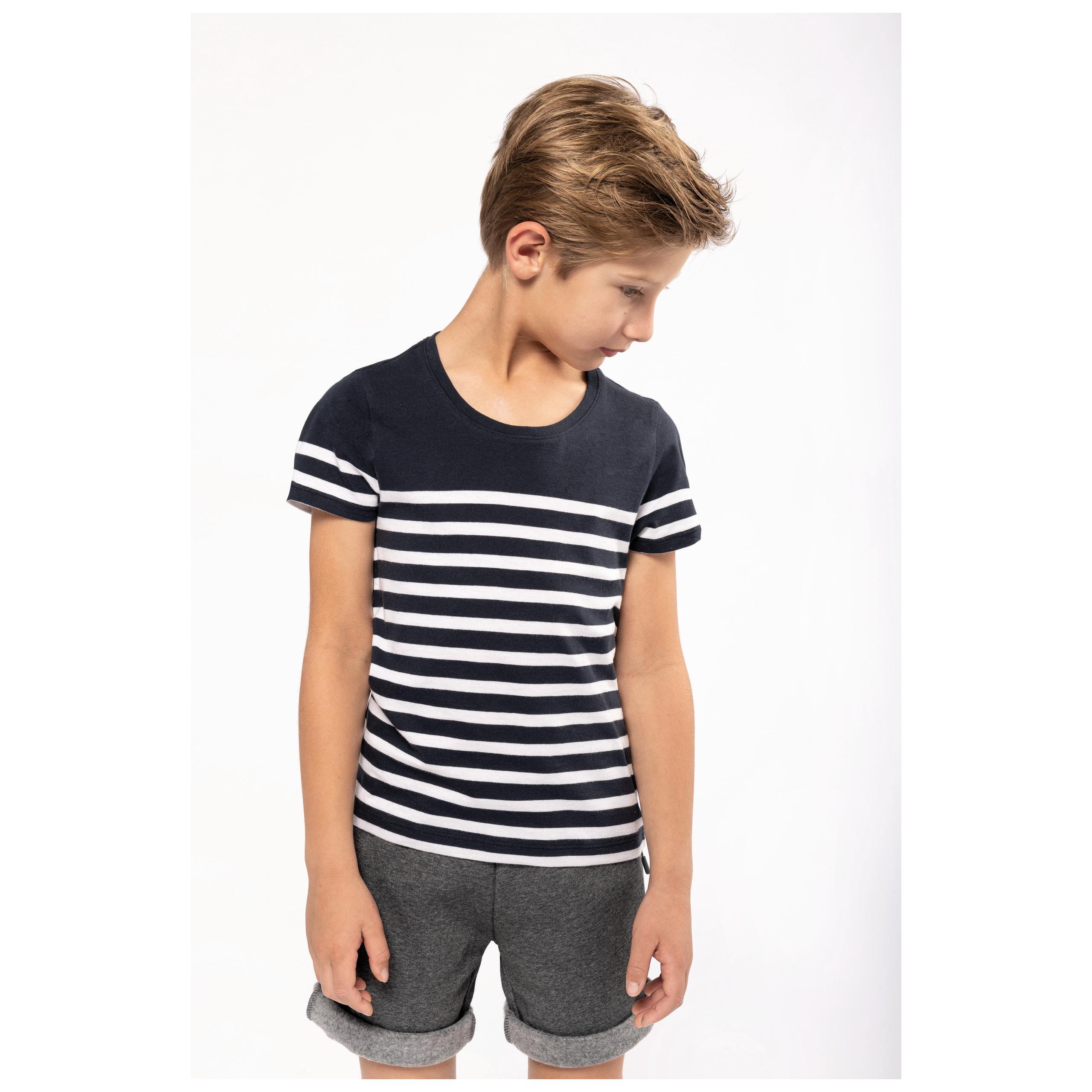 Kariban - T-shirt marin col rond Bio enfant - Navy / White Stripes - 4/6 ans