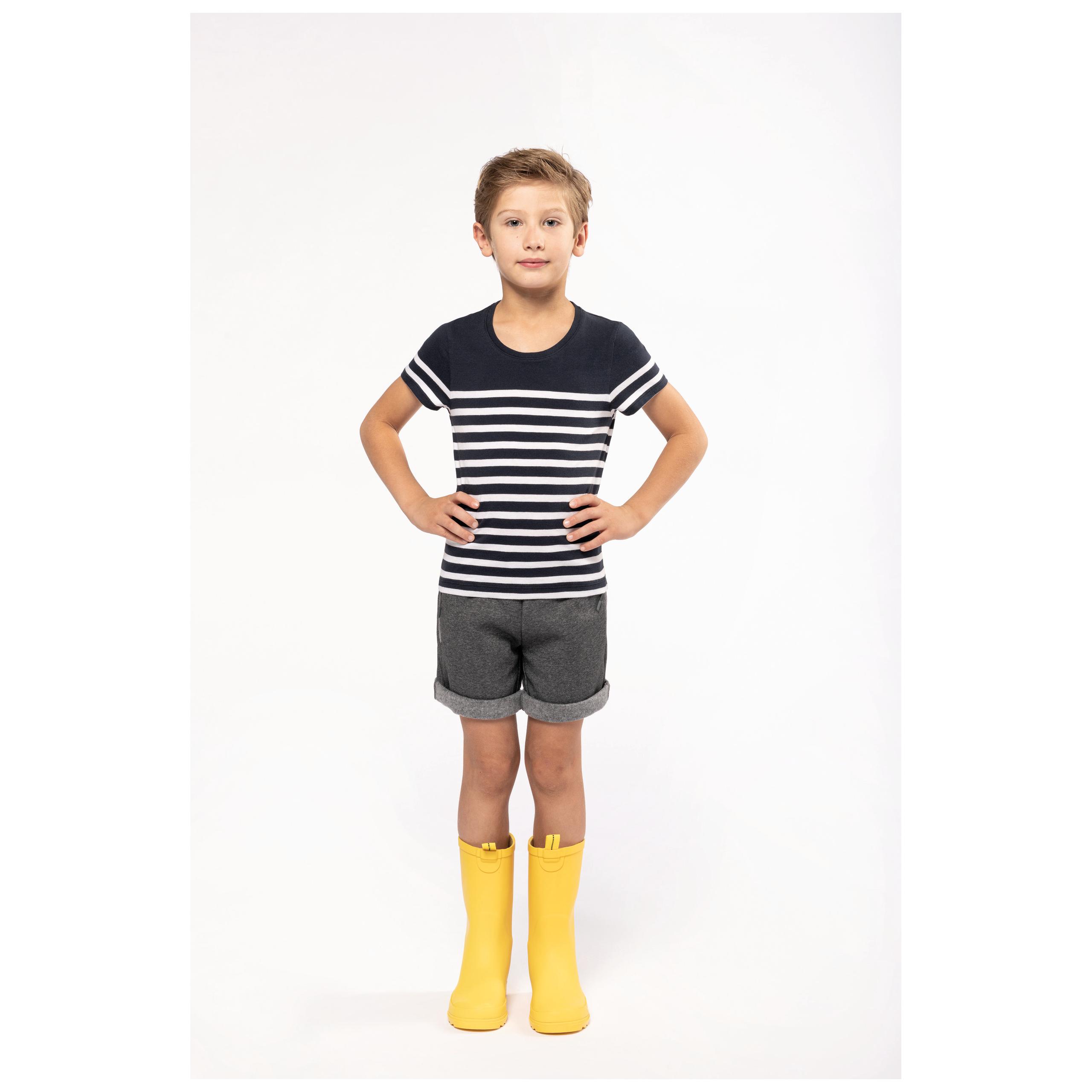 Kariban - T-shirt marin col rond Bio enfant - Navy / White Stripes - 4/6 ans