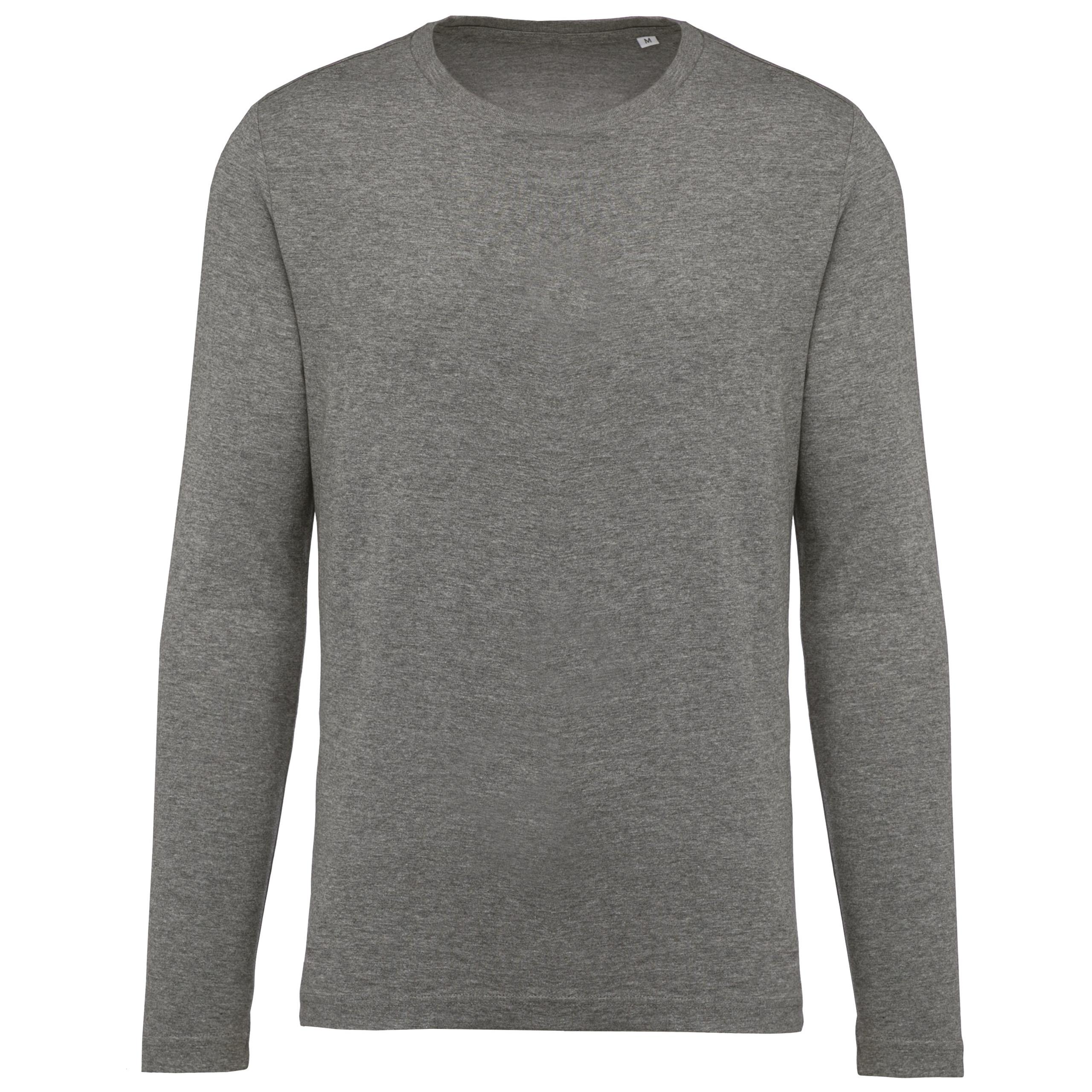 Kariban - T-shirt coton Bio col rond manches longues homme - Grey Heather - 3XL