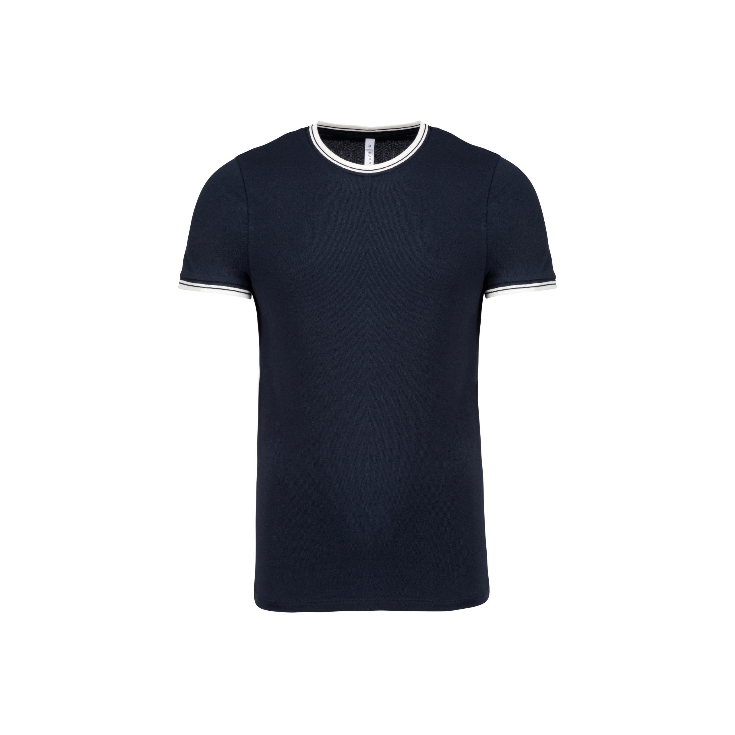 Kariban - T-shirt maille piquée col rond homme - Navy / Off White - S