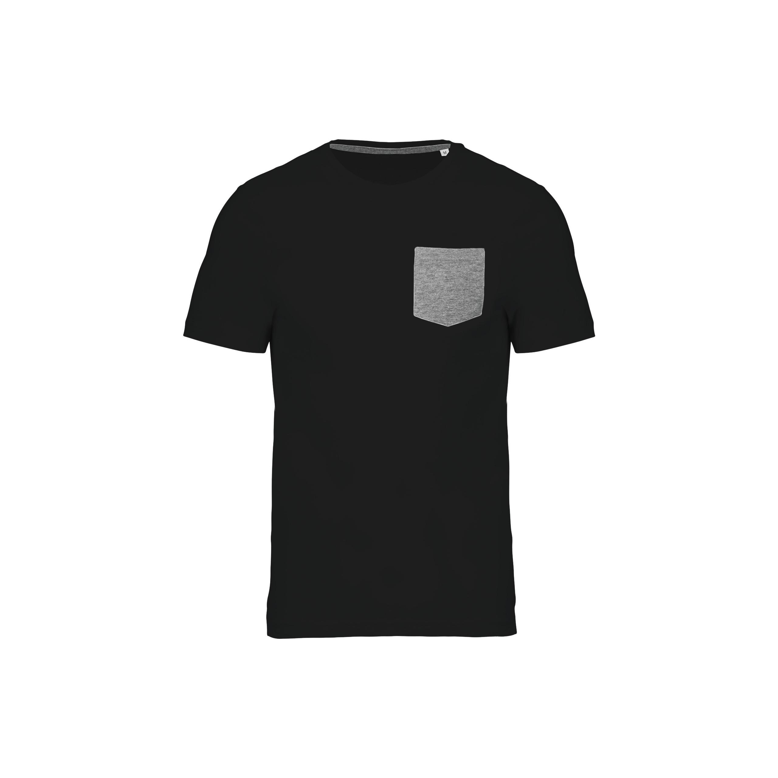 Kariban - T-shirt coton Bio avec poche - Black / Grey Heather - S