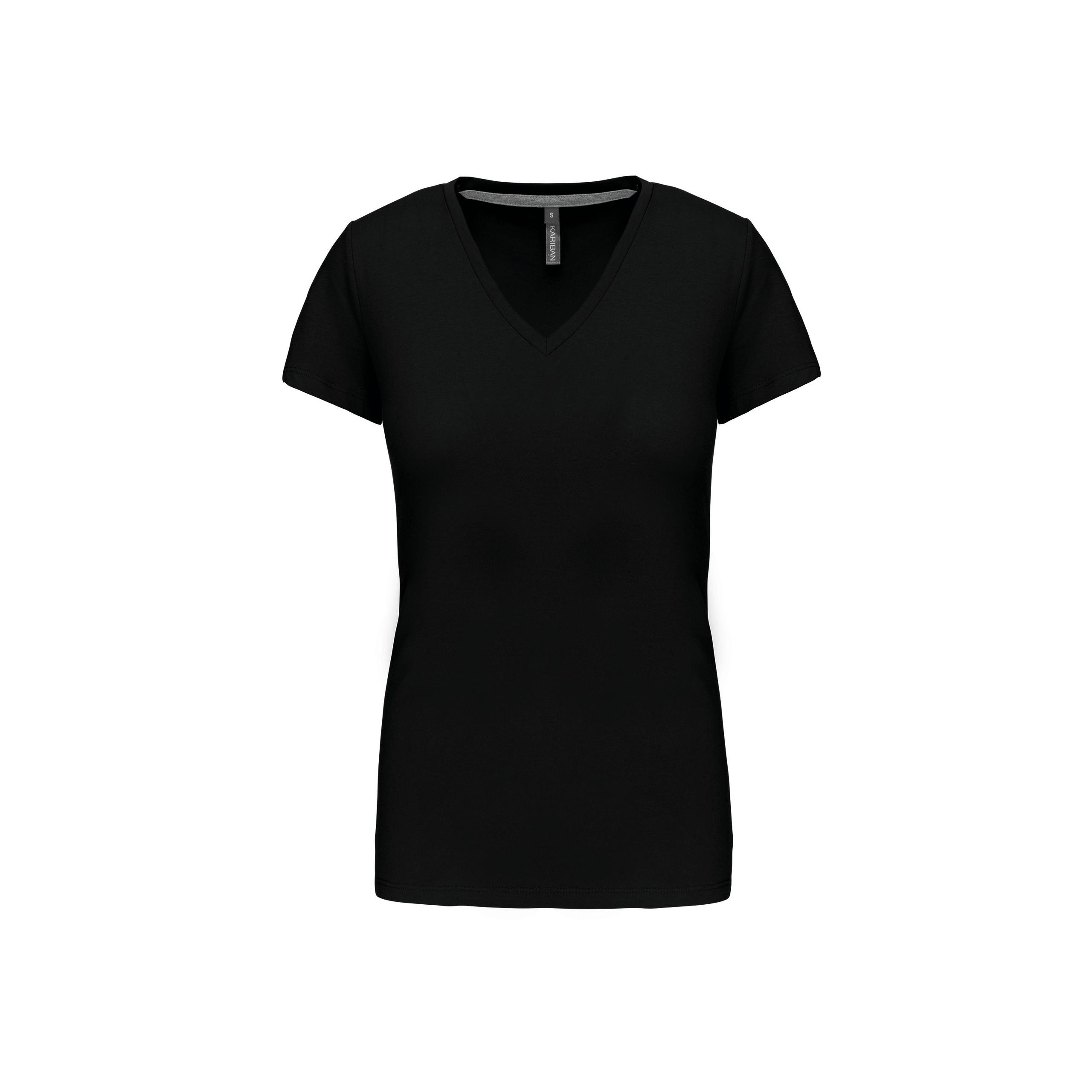 Kariban - T-shirt col V manches courtes femme - Black - 3XL