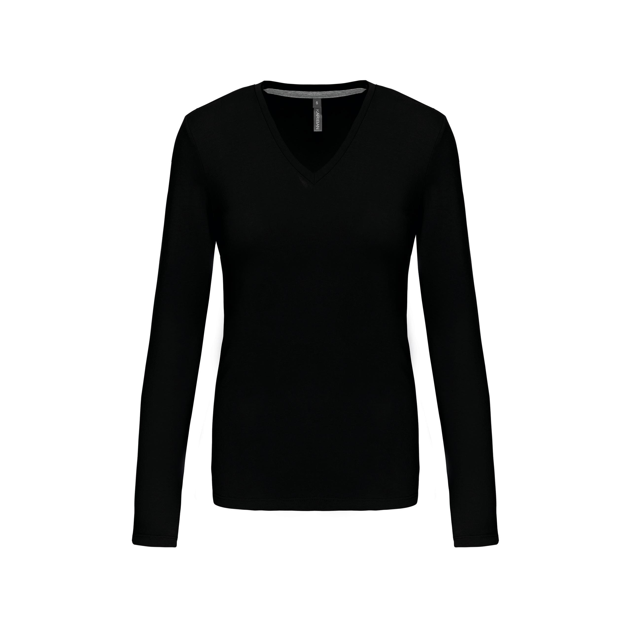 Kariban - T-shirt col V manches longues femme - Black - 3XL