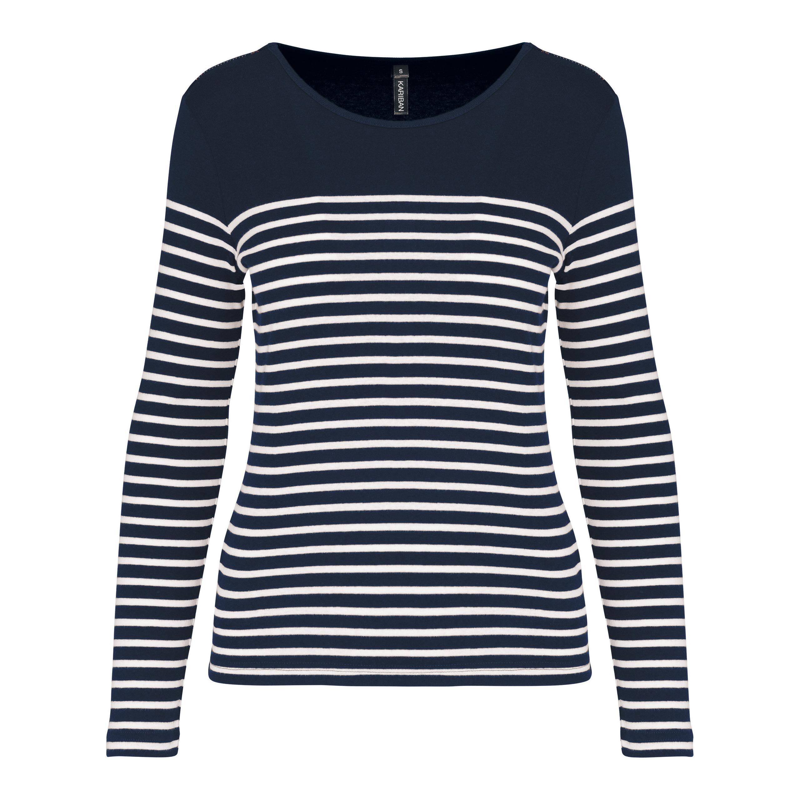 Kariban - Marinière manches longues femme - Navy / White Stripes - S