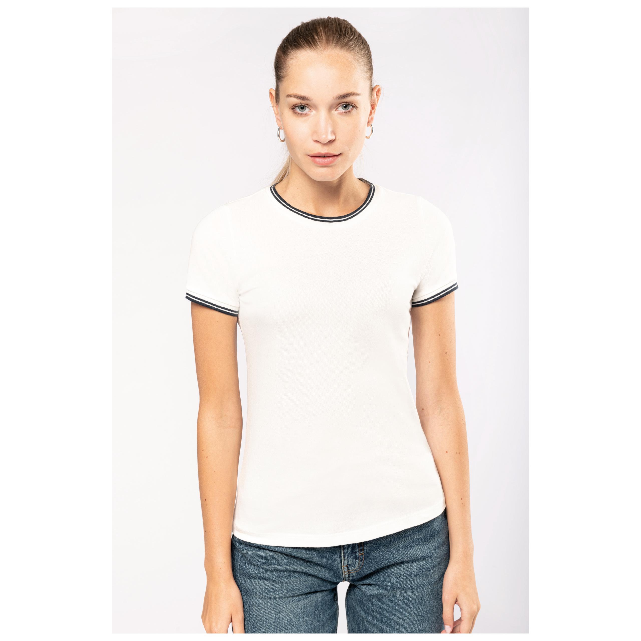 Kariban - T-shirt maille piquée col rond femme - Navy / Off White - XS