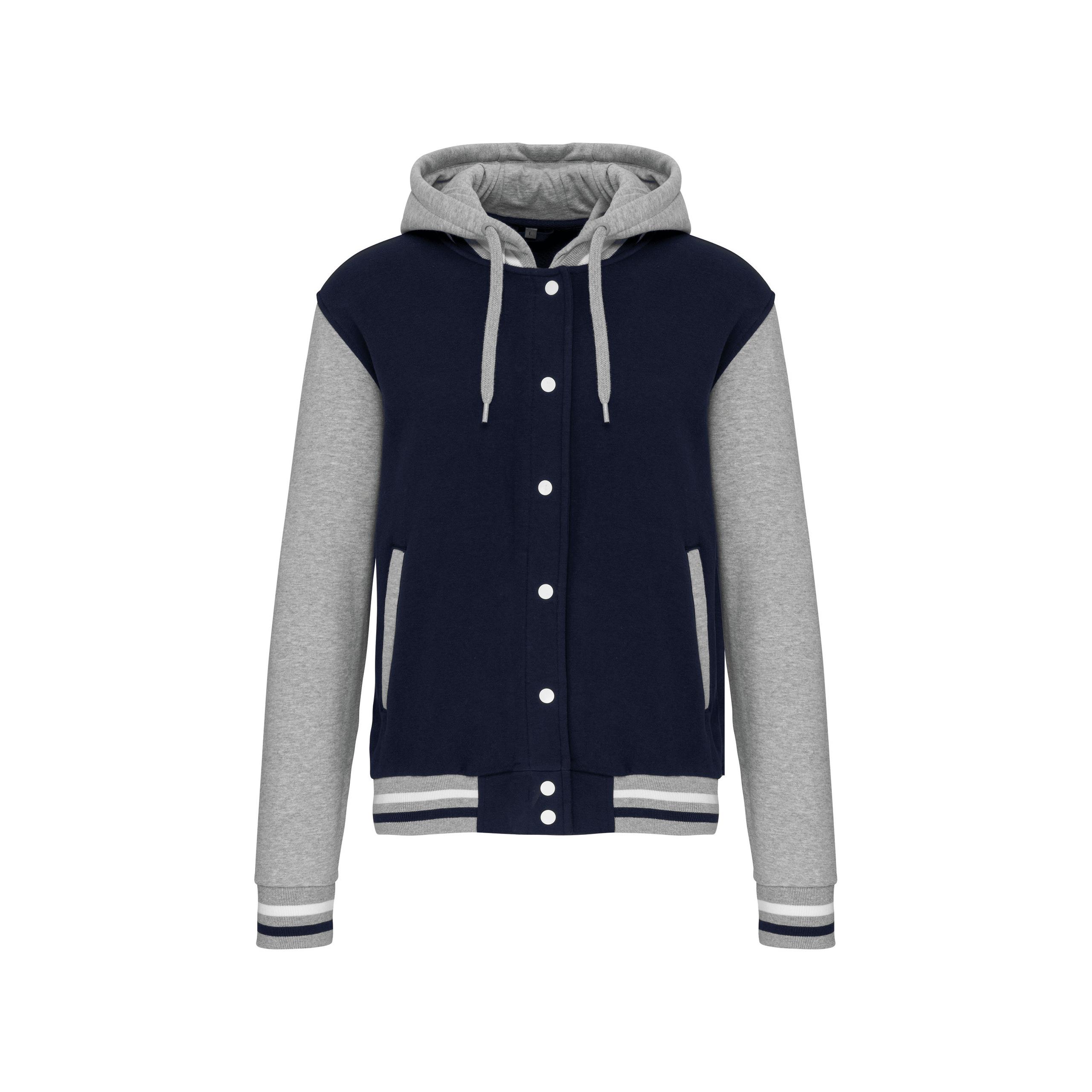 Kariban - Blouson Teddy à capuche Unisexe - Navy / Oxford Grey / White - XS