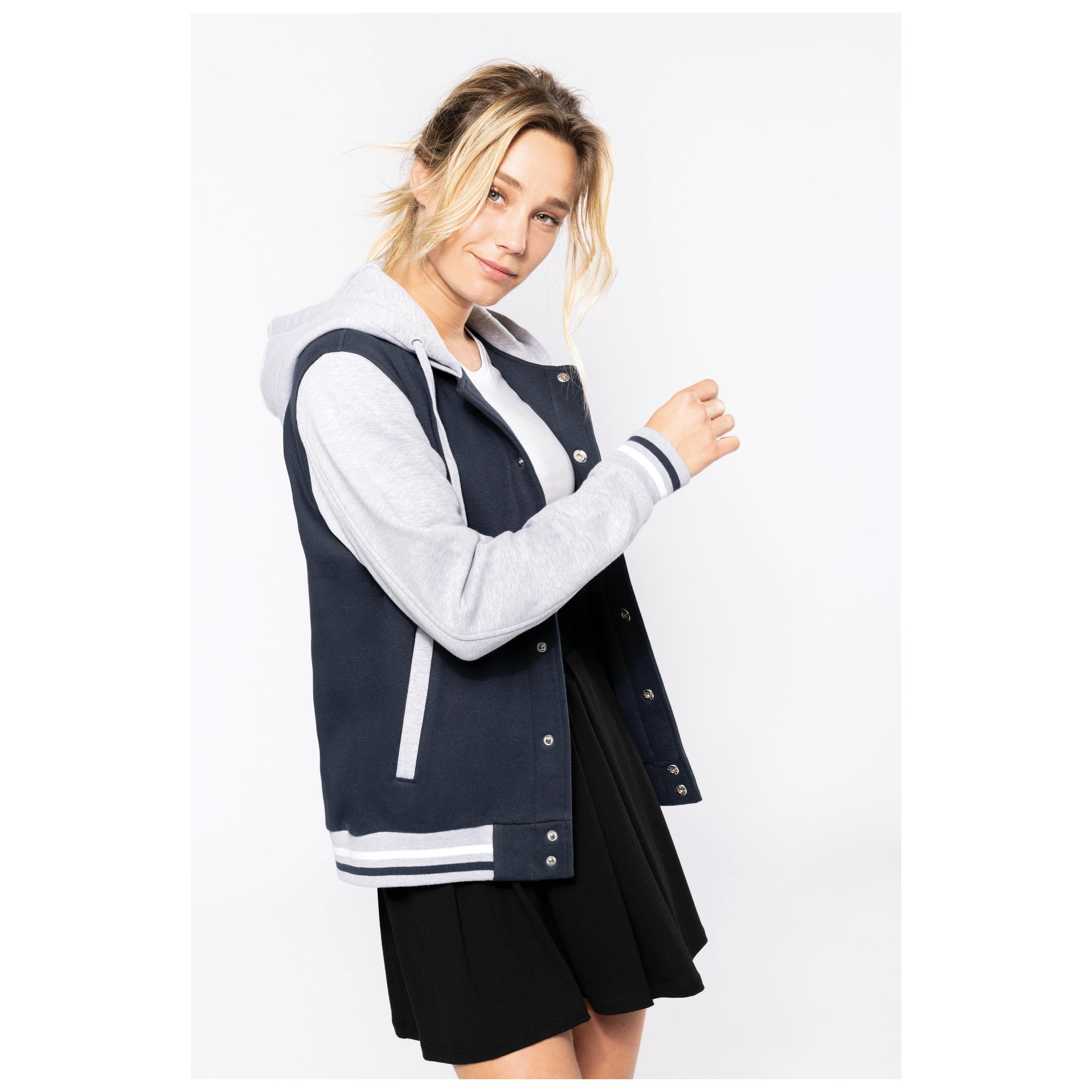 Kariban - Blouson Teddy à capuche Unisexe - Navy / Oxford Grey / White - XS