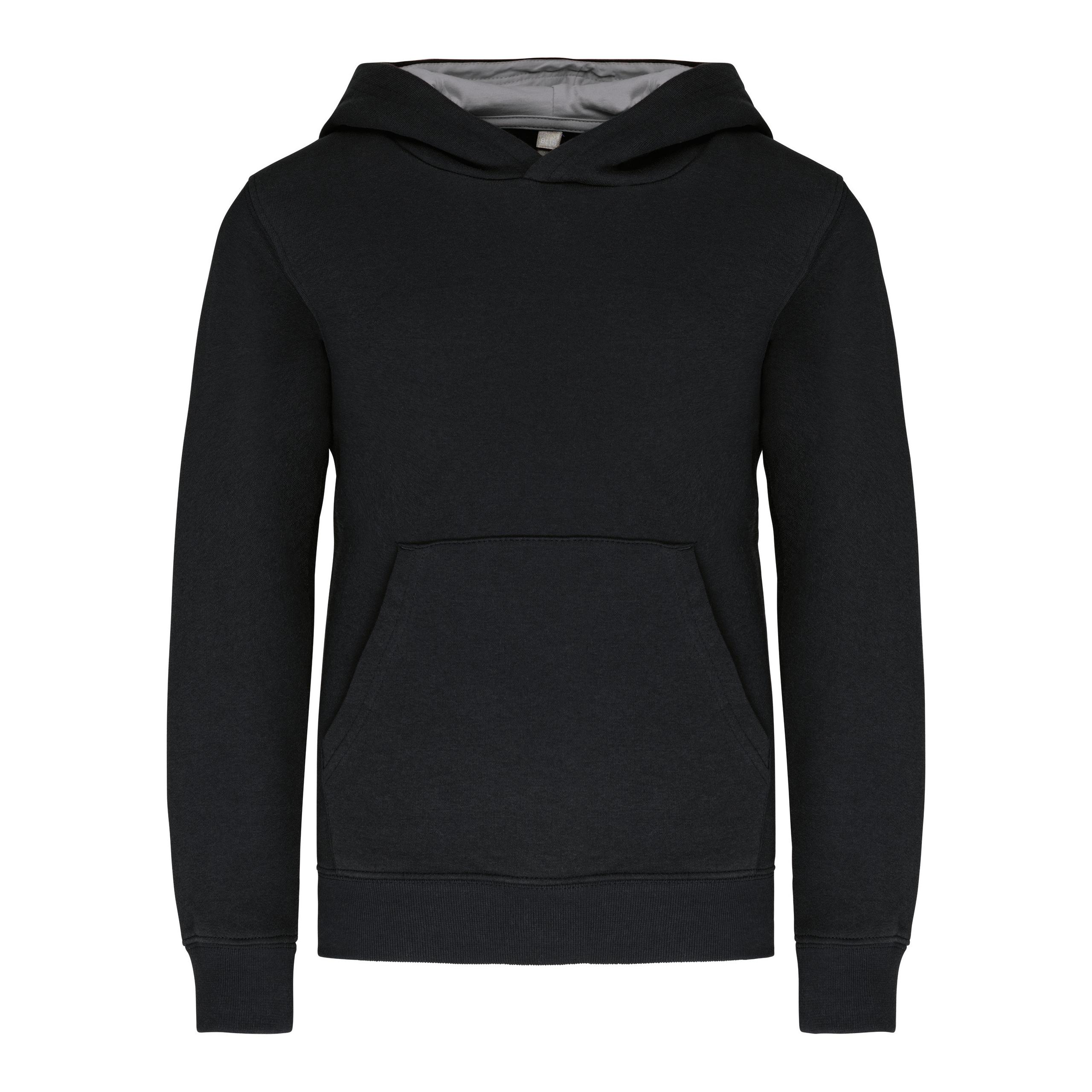 Kariban - Sweat-shirt capuche contrastée enfant - Black / Fine Grey - 6/8 ans