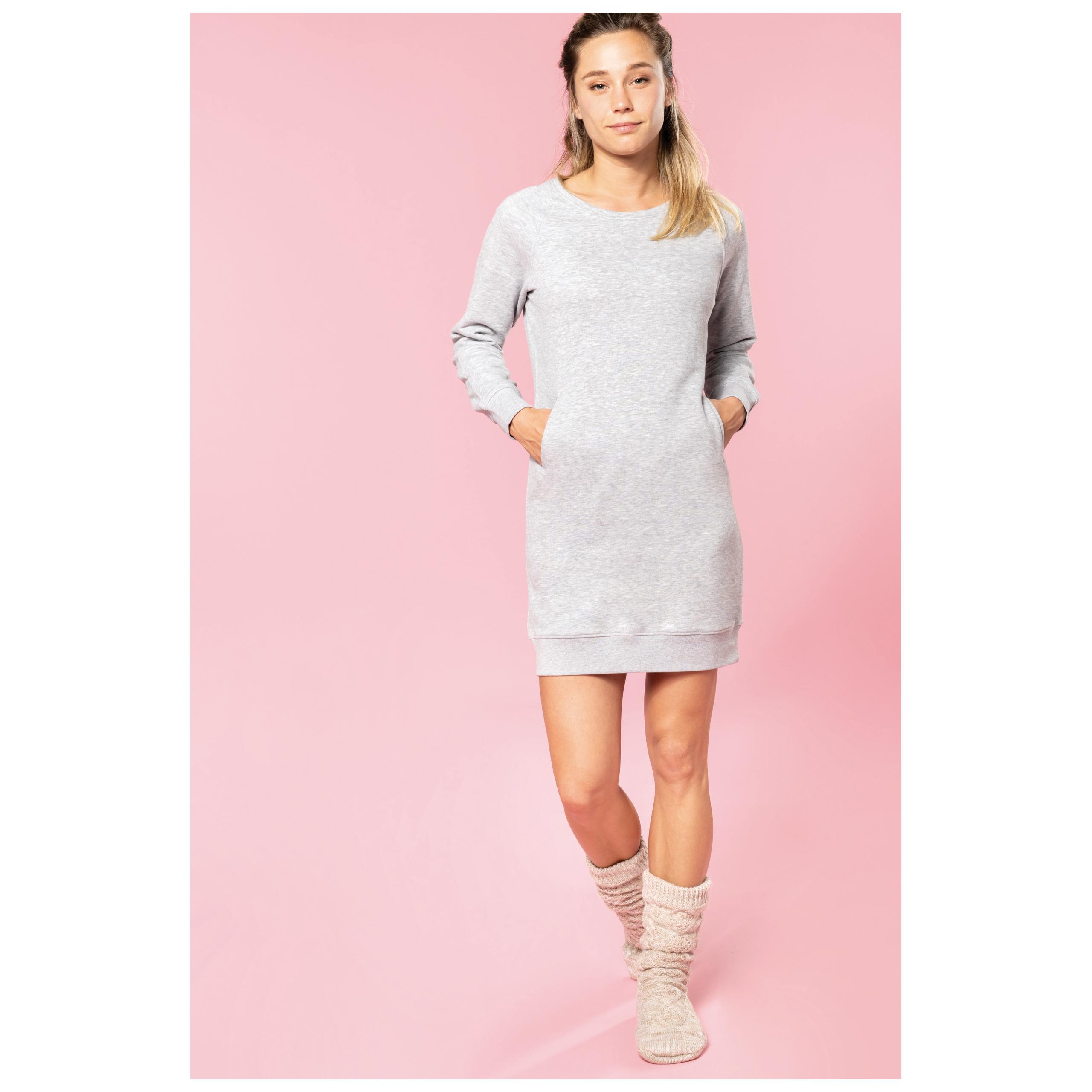 Kariban - Robe Lounge Bio en molleton - Light grey heather - XS