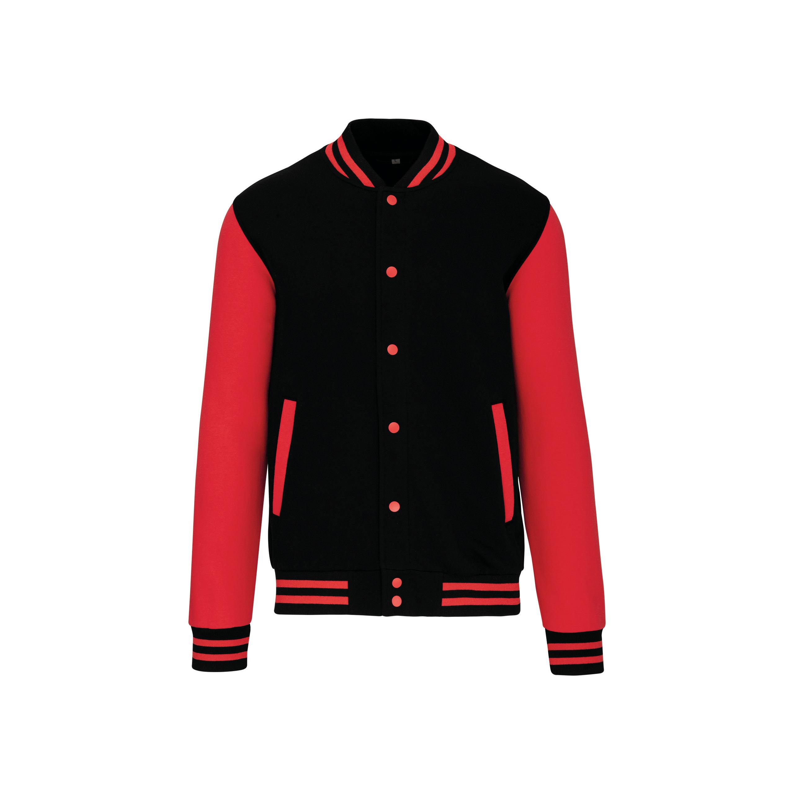 Kariban - Blouson molleton teddy unisexe - Black / Red - XS