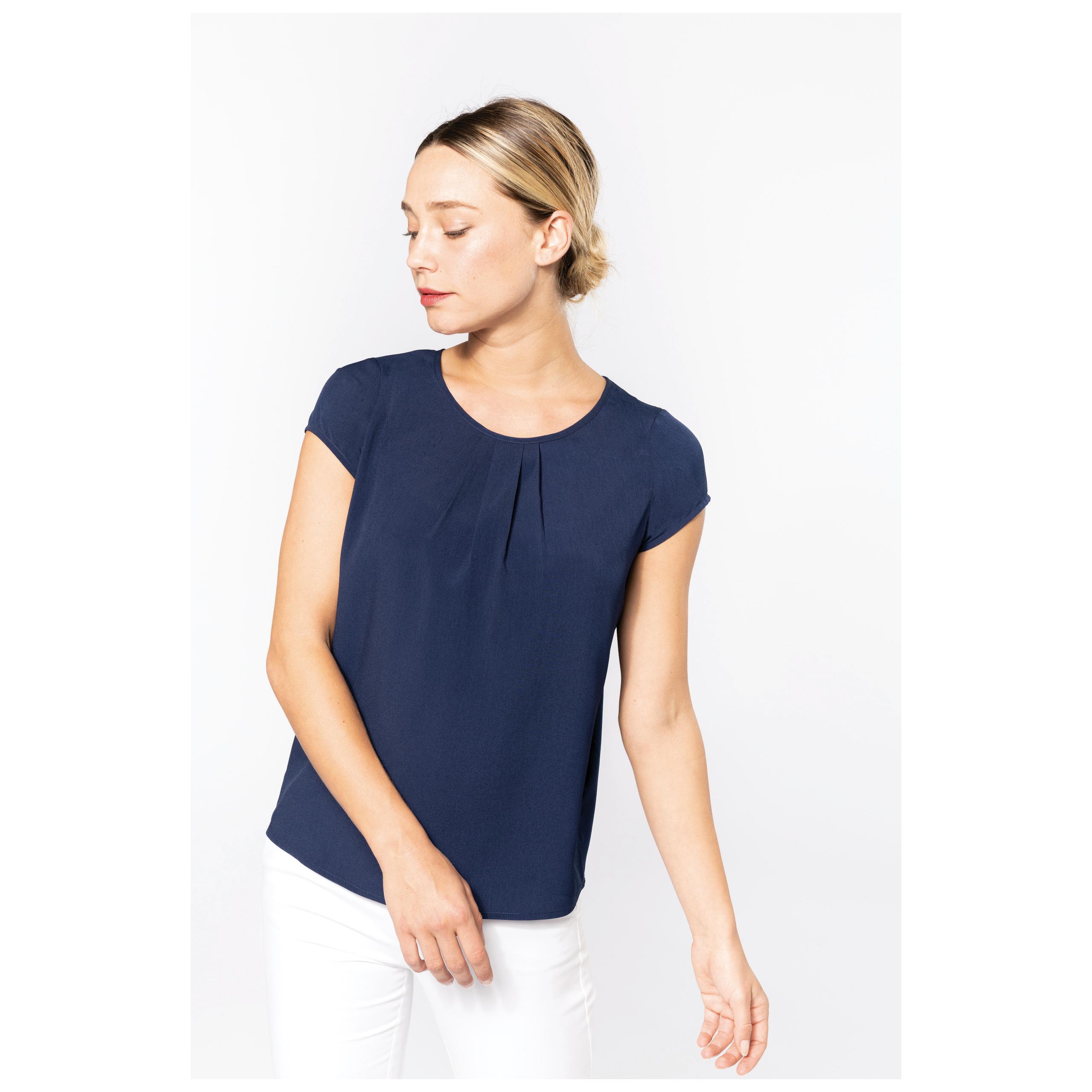 Kariban - Blouse crêpe manches courtes femme - Deep Sea Blue - 34 FR