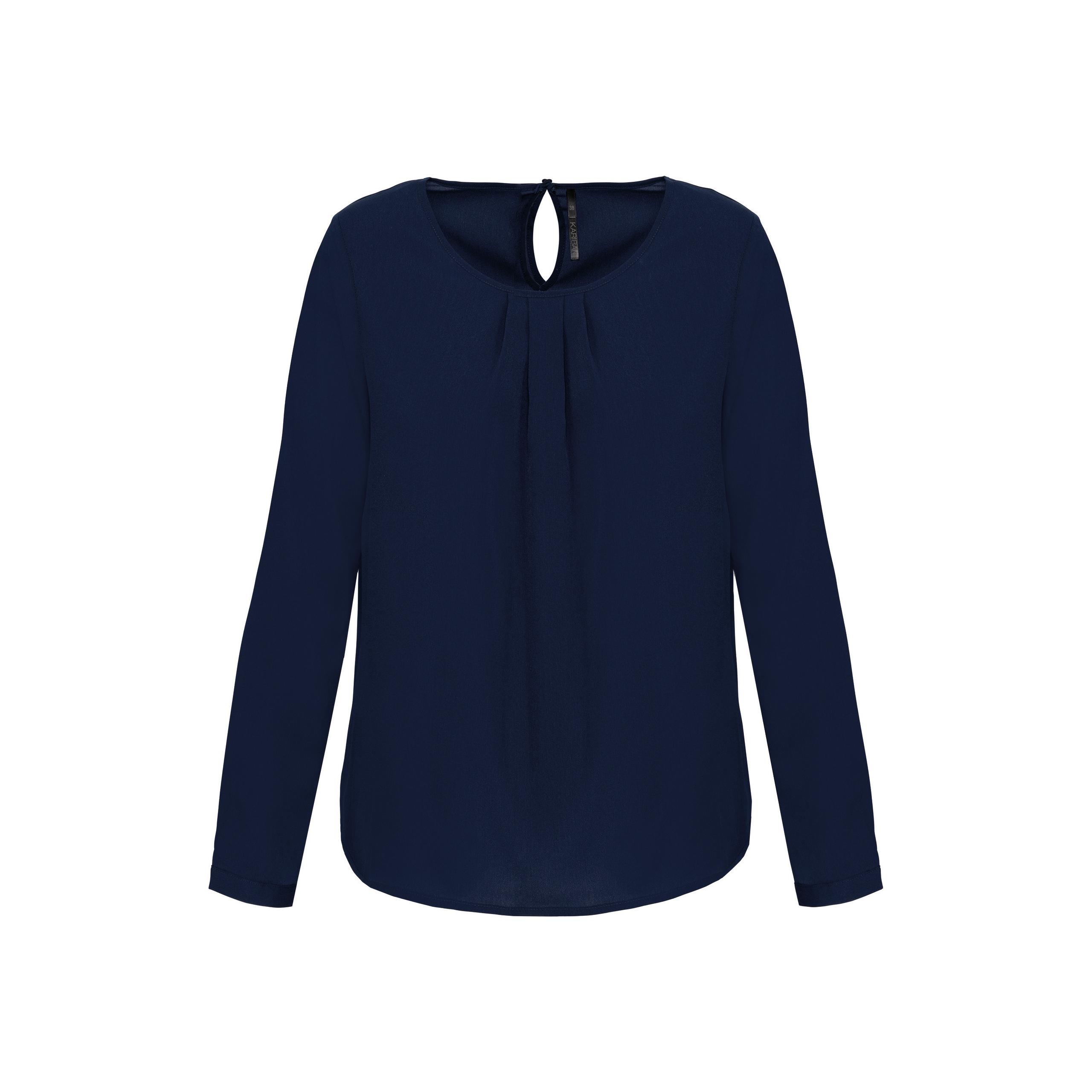 Kariban - Blouse crêpe manches longues femme - Deep Sea Blue - 34 FR