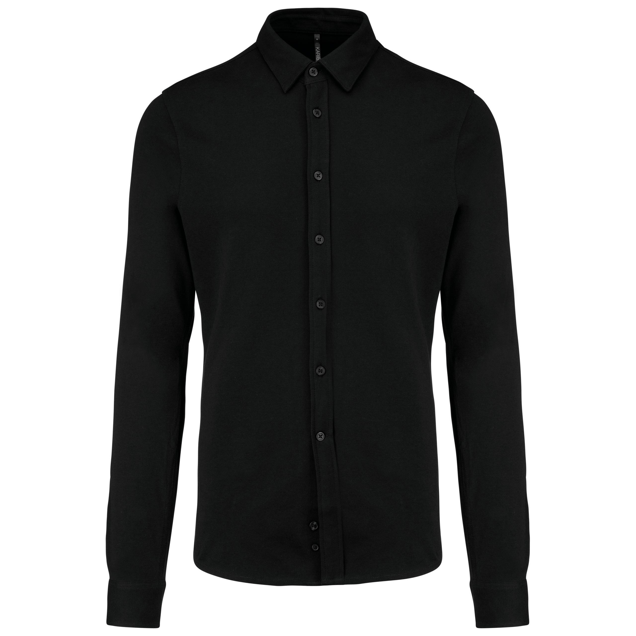 Kariban - Chemise maille piquée manches longues - Black - S