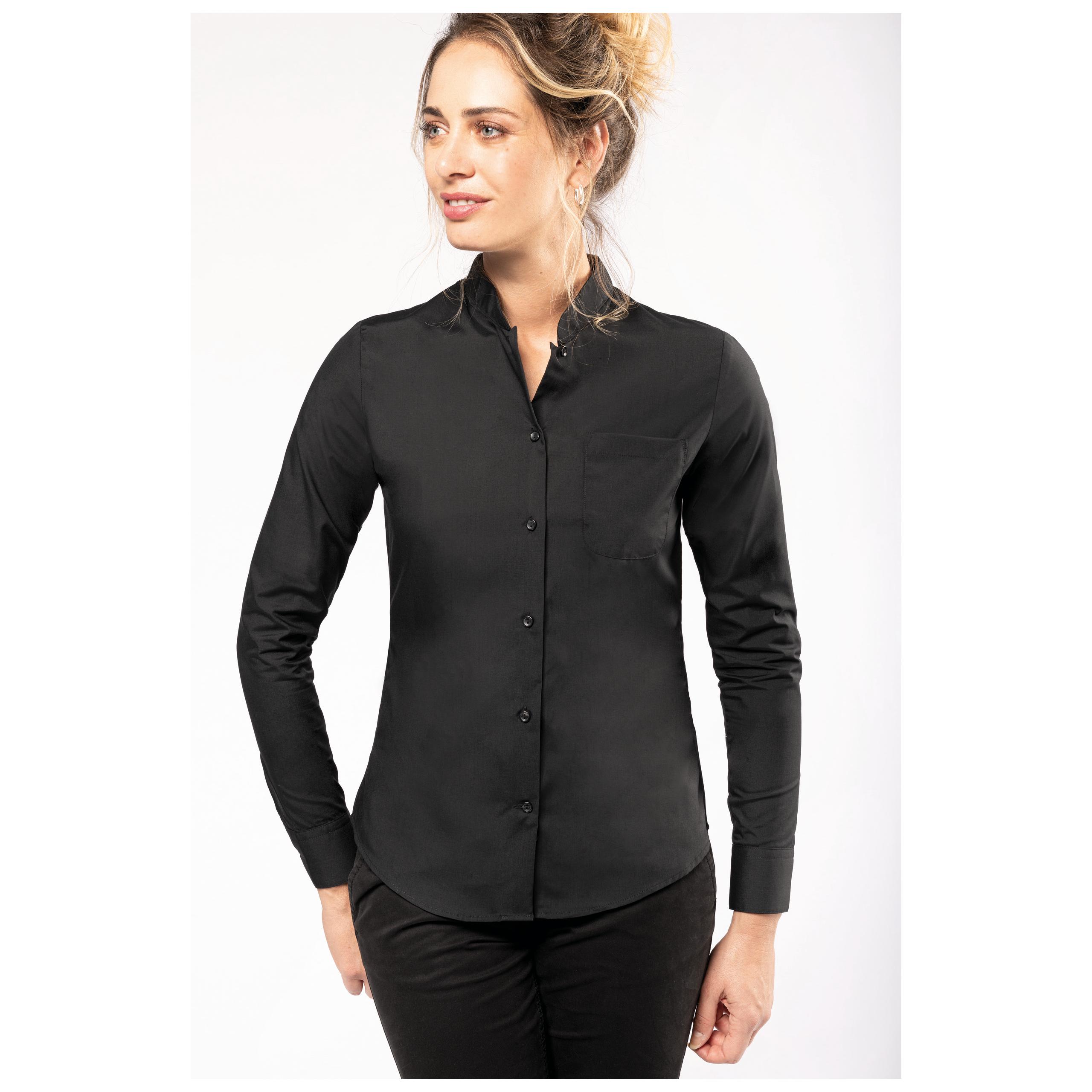 Kariban - Chemise col mao manches longues femme - Black - S