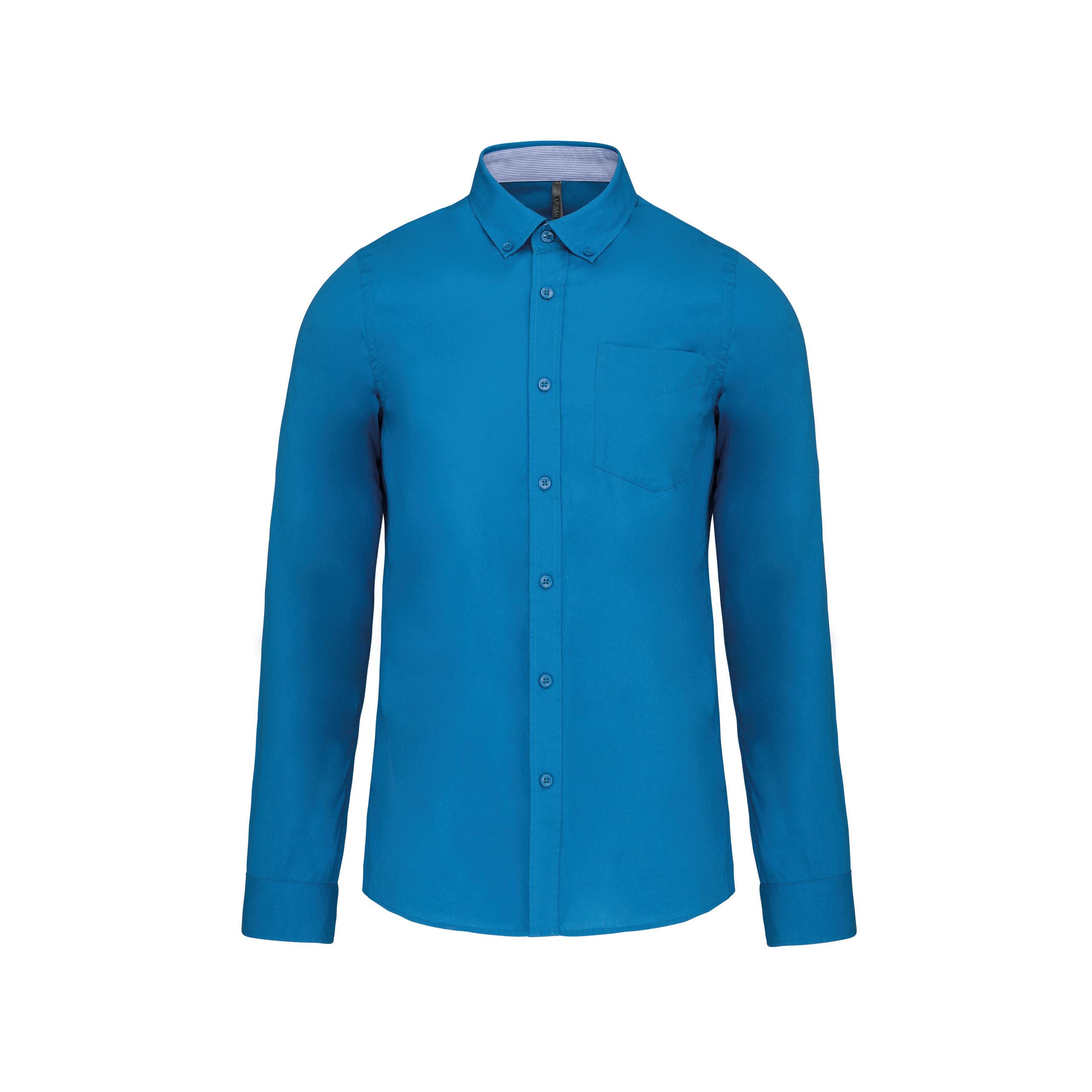 Kariban - Chemise popeline lavée manches longues - Blue - S