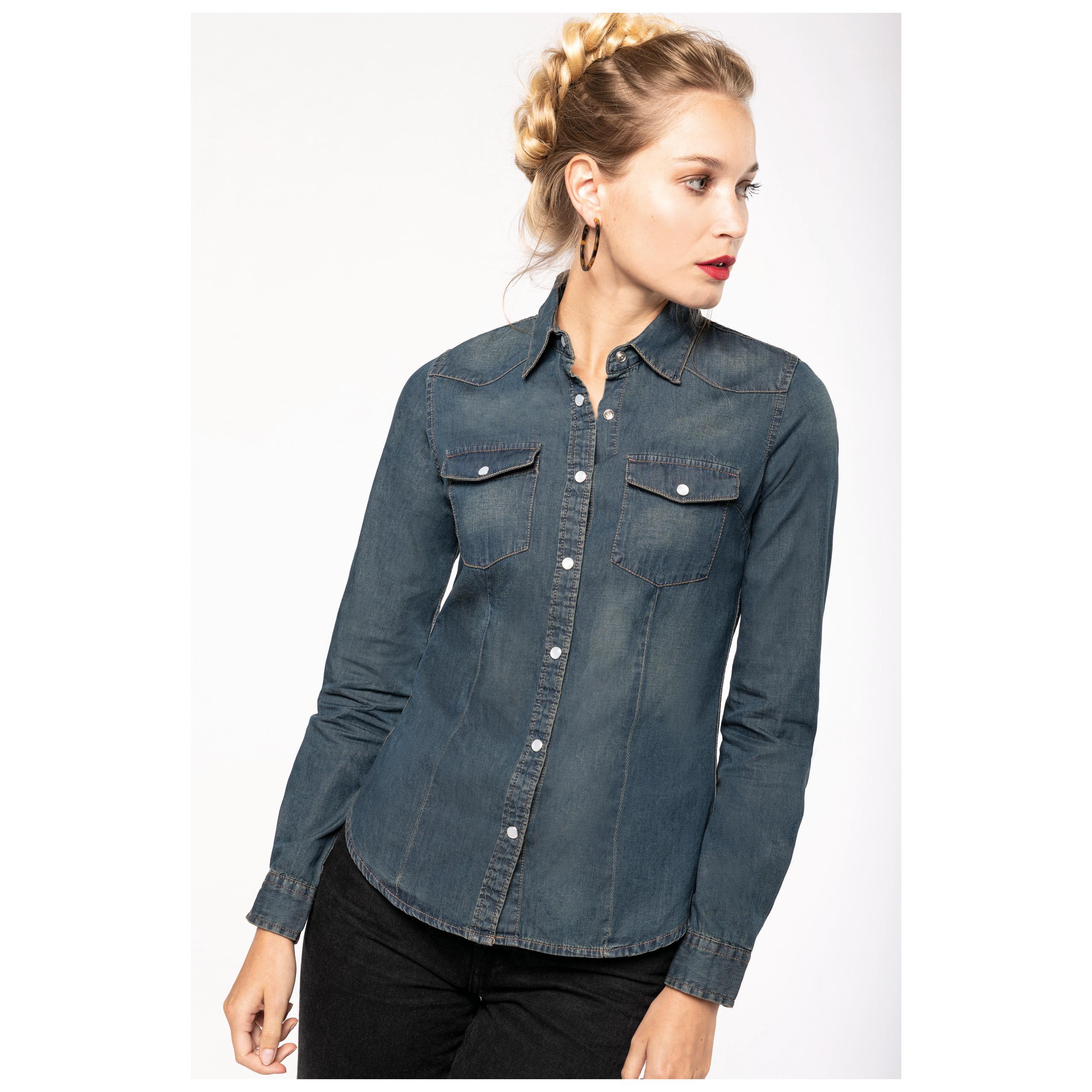 Kariban - Chemise denim manches longues femme - Blue Jean - M