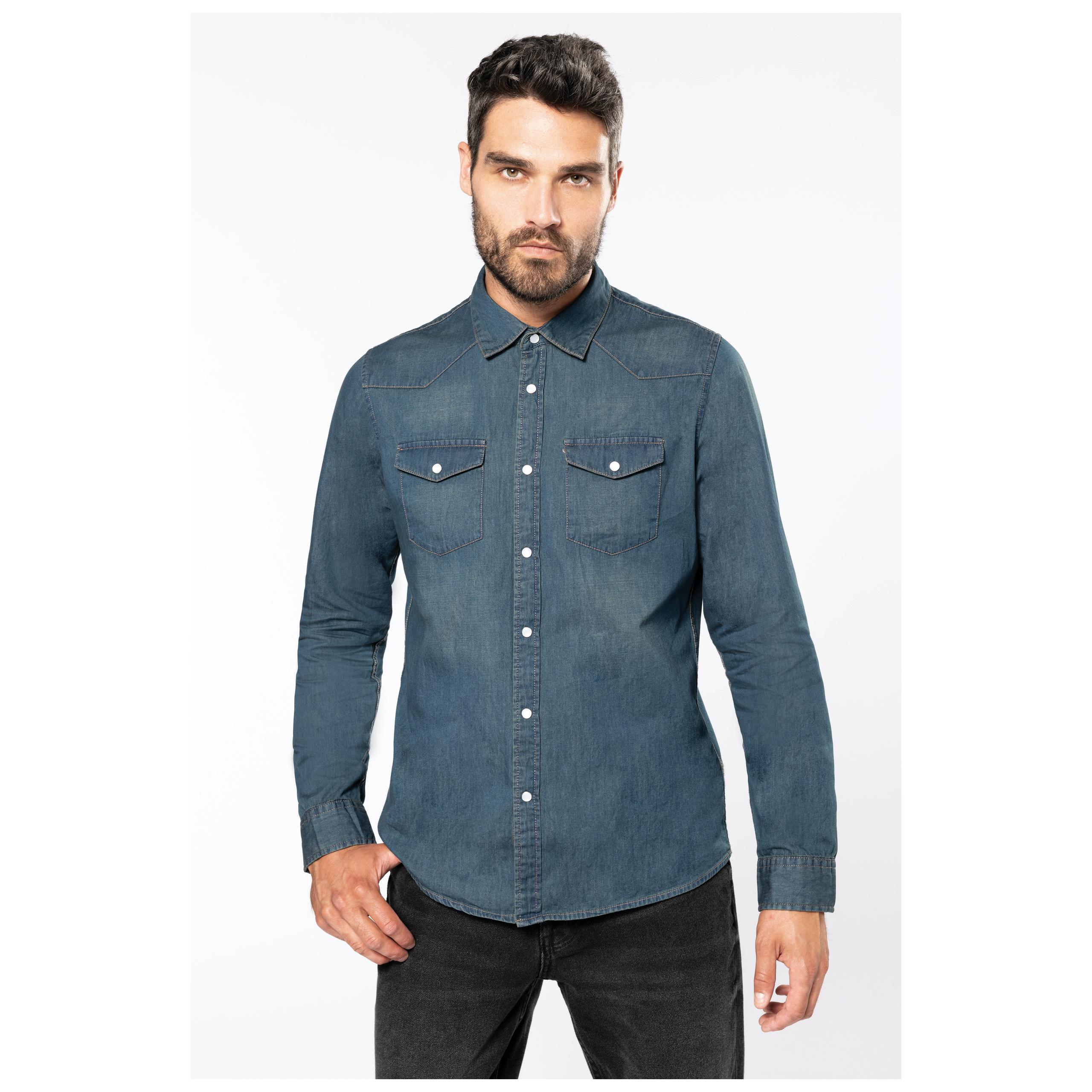 Kariban - Chemise denim manches longues - Blue Jean - M