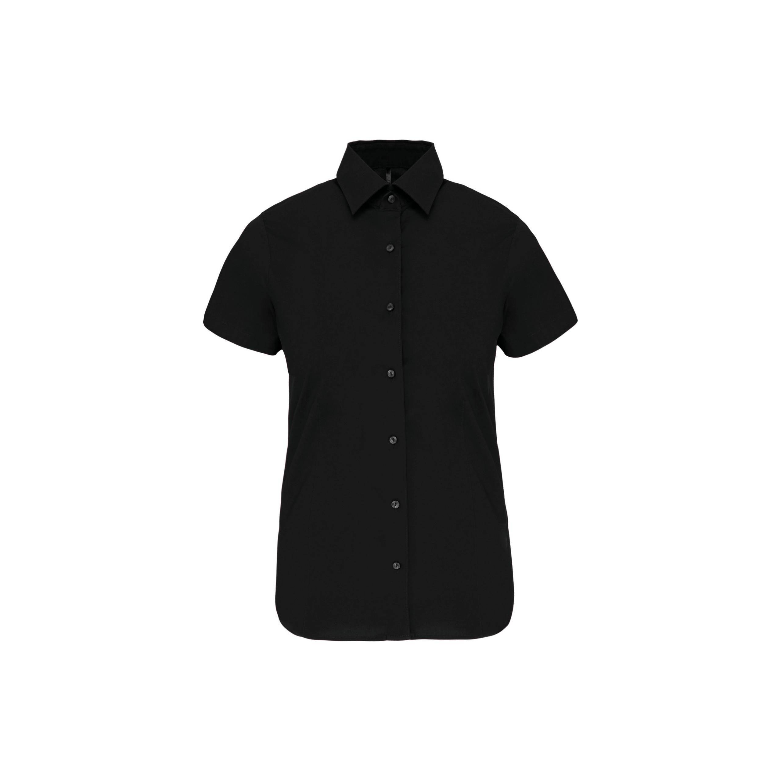 Kariban - Chemise coton / élasthanne manches courtes femme - Black - L