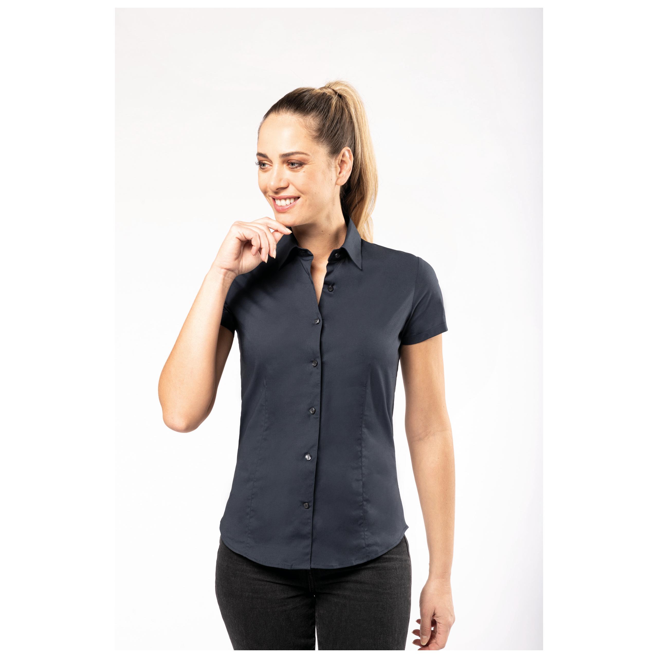 Kariban - Chemise coton / élasthanne manches courtes femme - Black - L