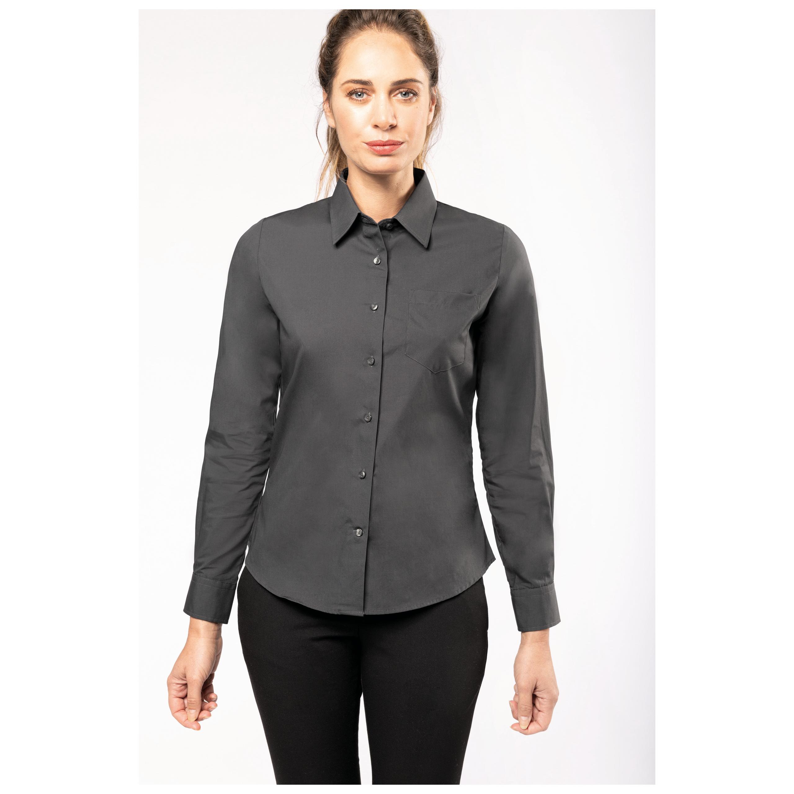 Kariban - Chemise popeline manches longues femme - Black - 3XL