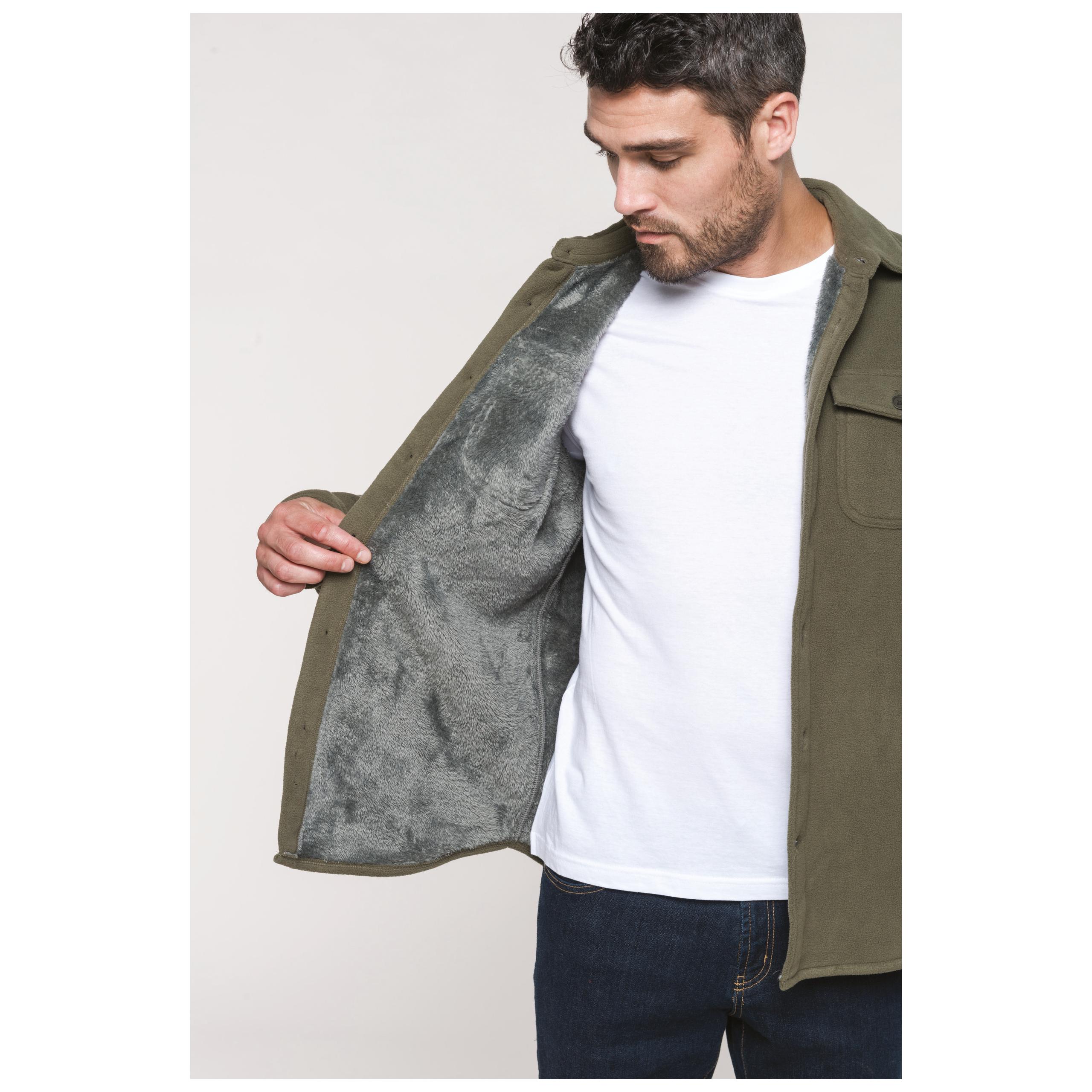 Kariban - Surchemise polaire doublée sherpa polaire - Dark Khaki / Storm Grey - S