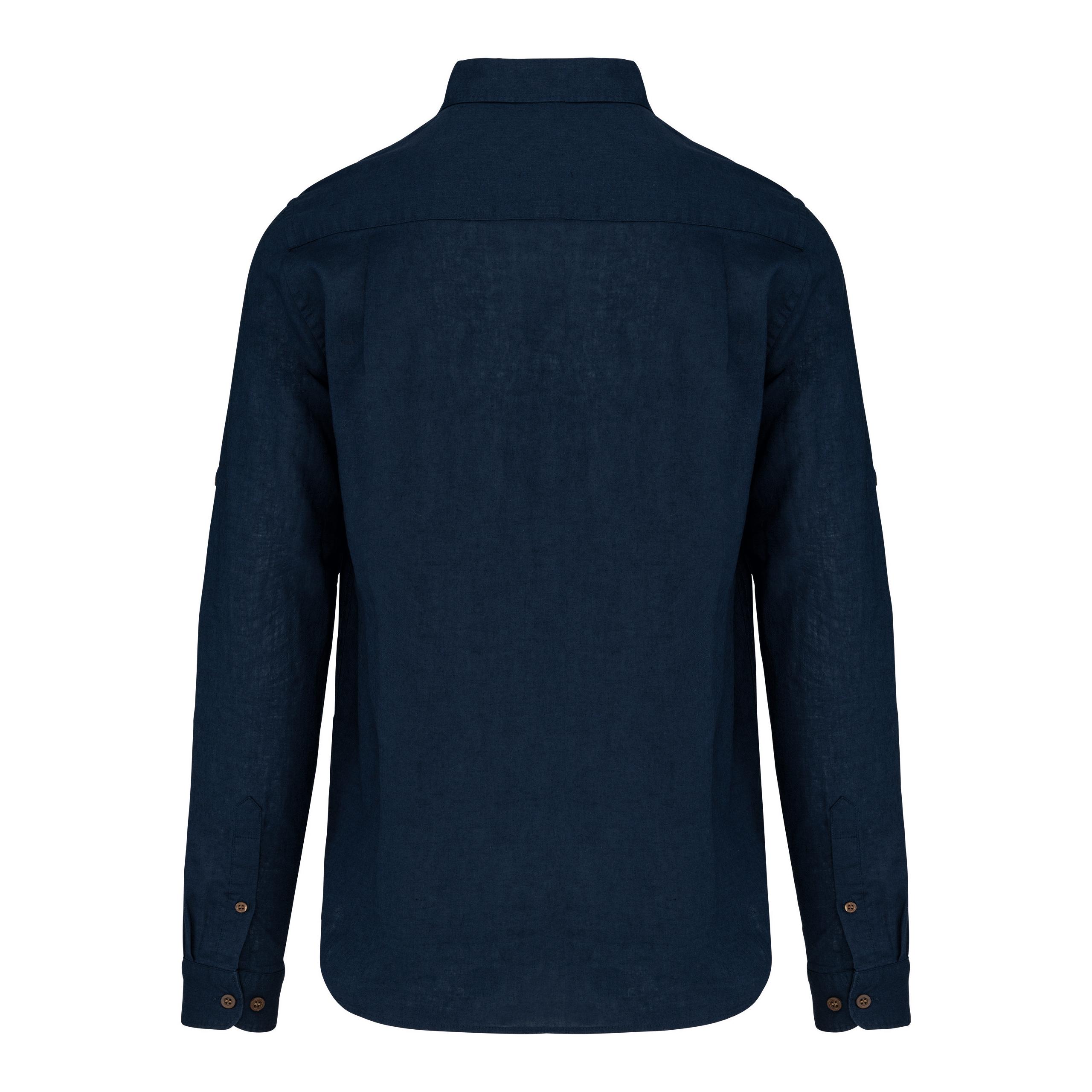 Kariban - Chemise lin et coton manches longues homme - Navy - S