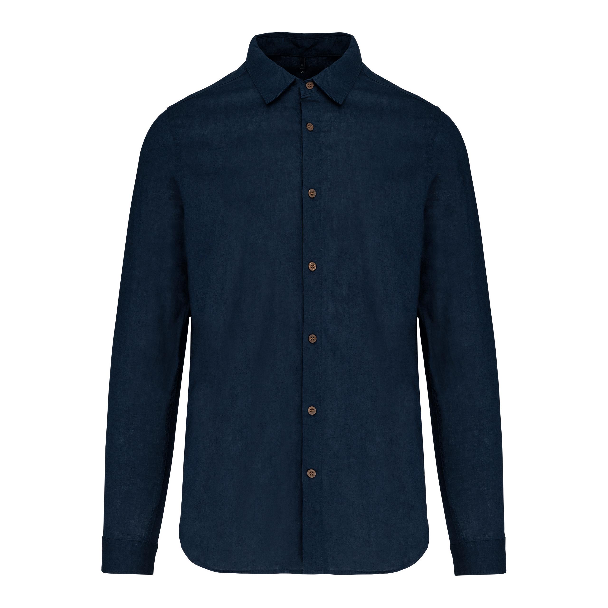 Kariban - Chemise lin et coton manches longues homme - Navy - S