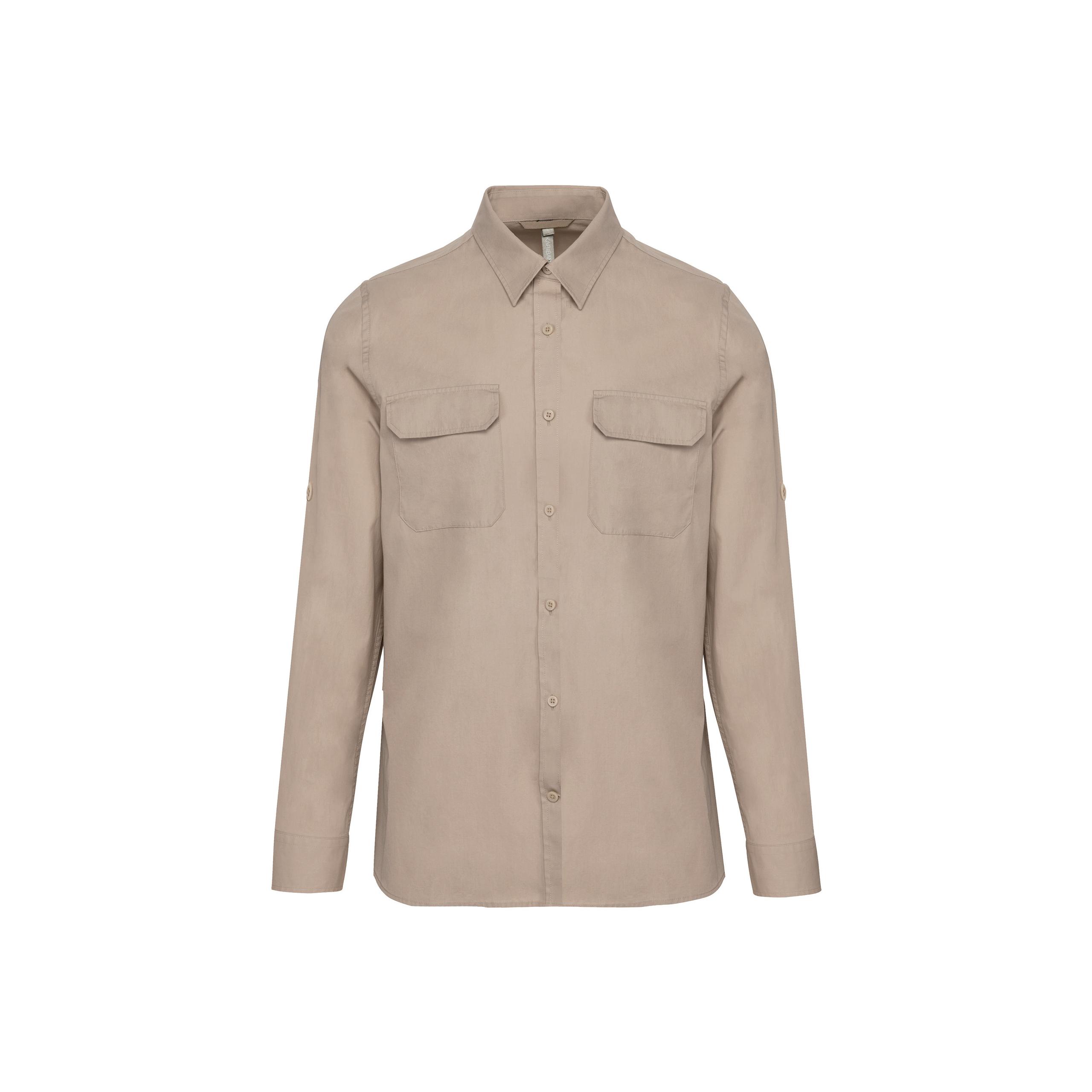 Kariban - Chemise safari manches longues homme - Beige - S