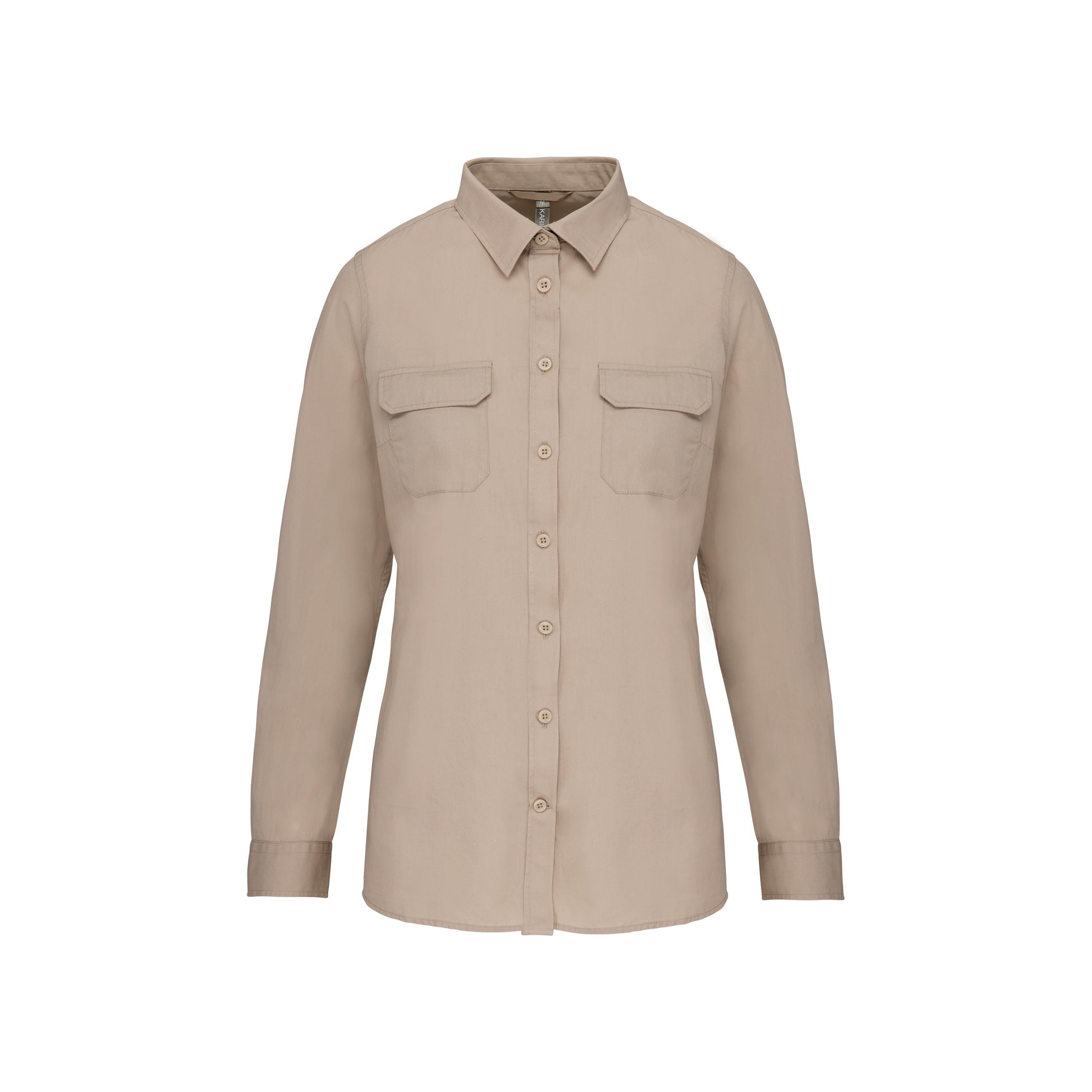 Kariban - Chemise safari manches longues femme - Beige - XS