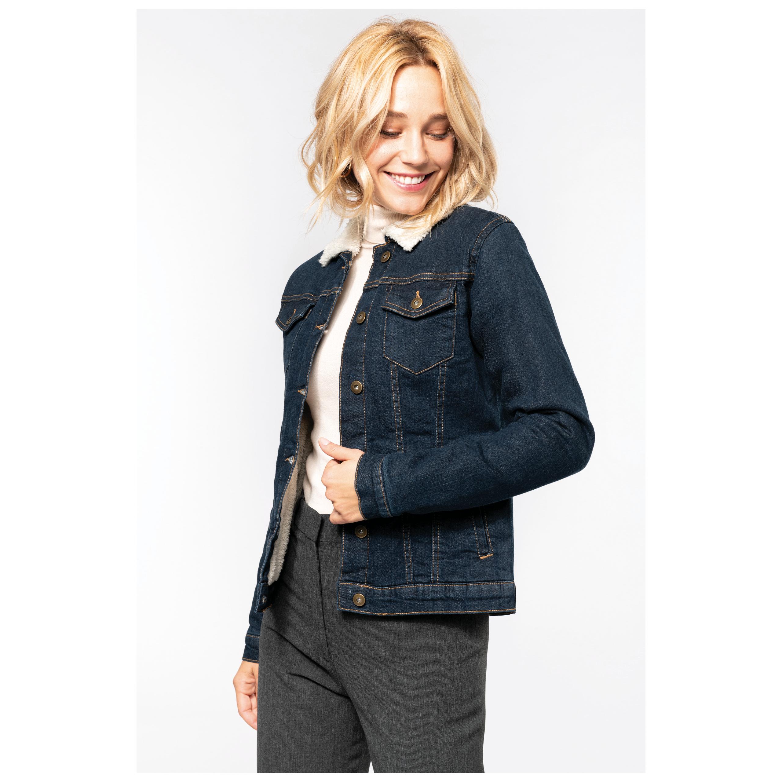 Kariban - Veste denim doublée sherpa femme - Blue Rinse - XS