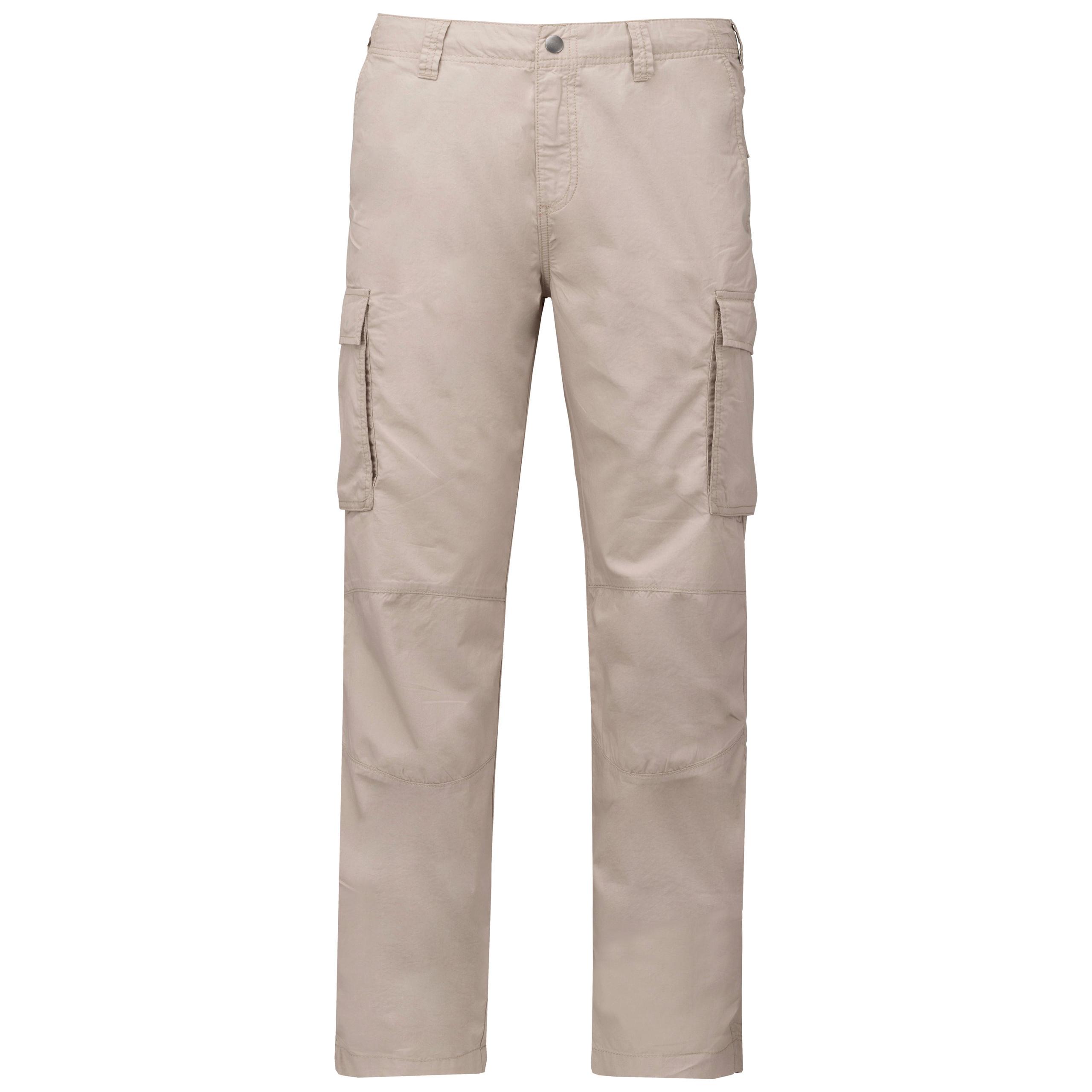 Kariban - Pantalon léger multipoches homme - Beige - 38 FR