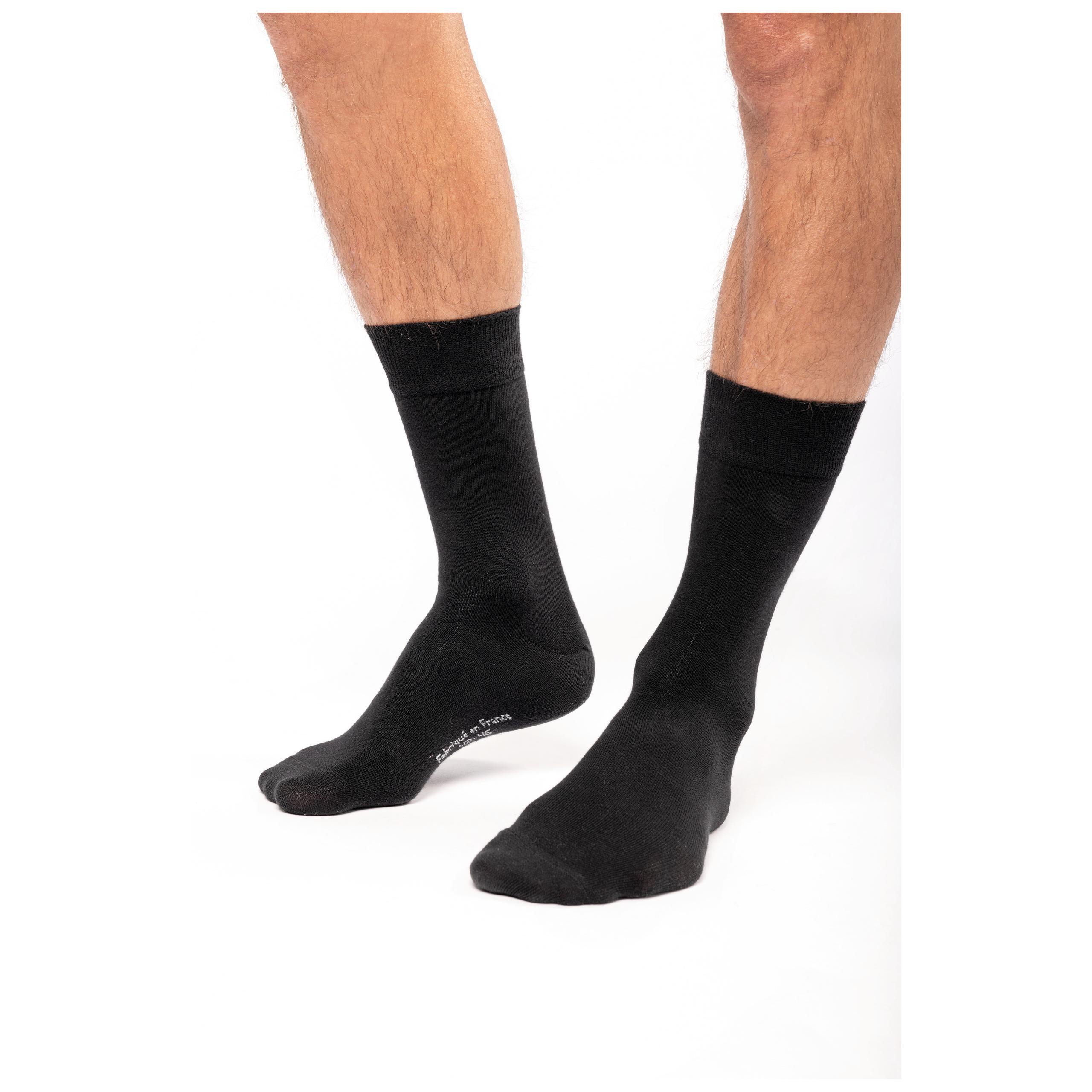 Kariban - Chaussettes de ville mi-hautes coton Bio Origine France Garantie - Black - 35/38 EU