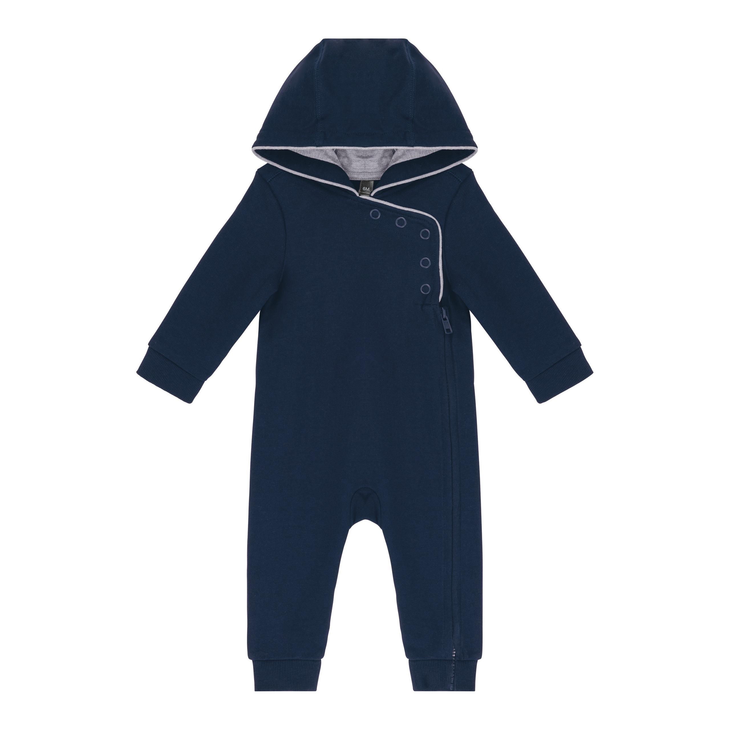 Kariban - Grenouillère bébé avec capuche - Navy / Oxford Grey - 6M