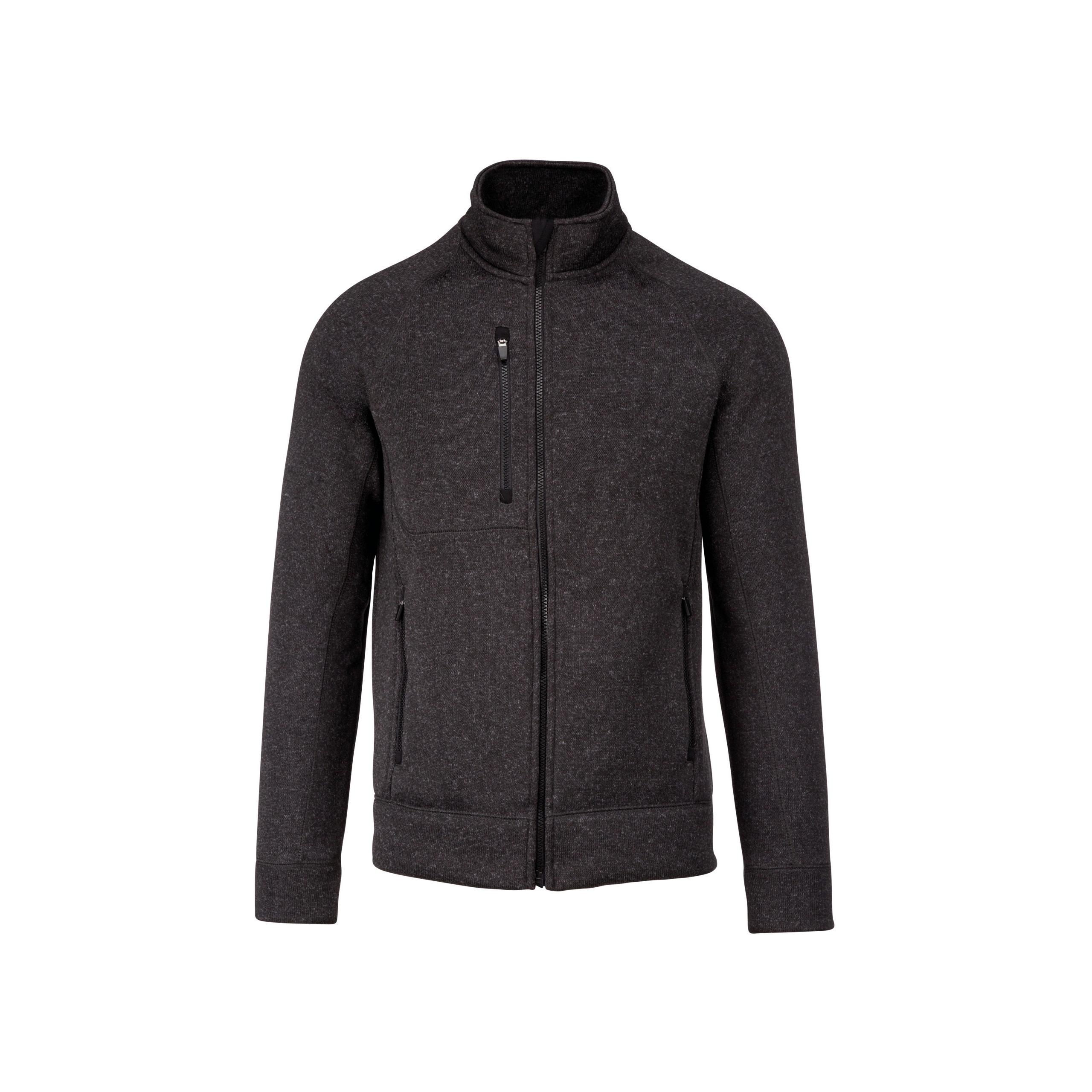 Kariban - Veste zippée chinée homme - Dark Grey Melange - S