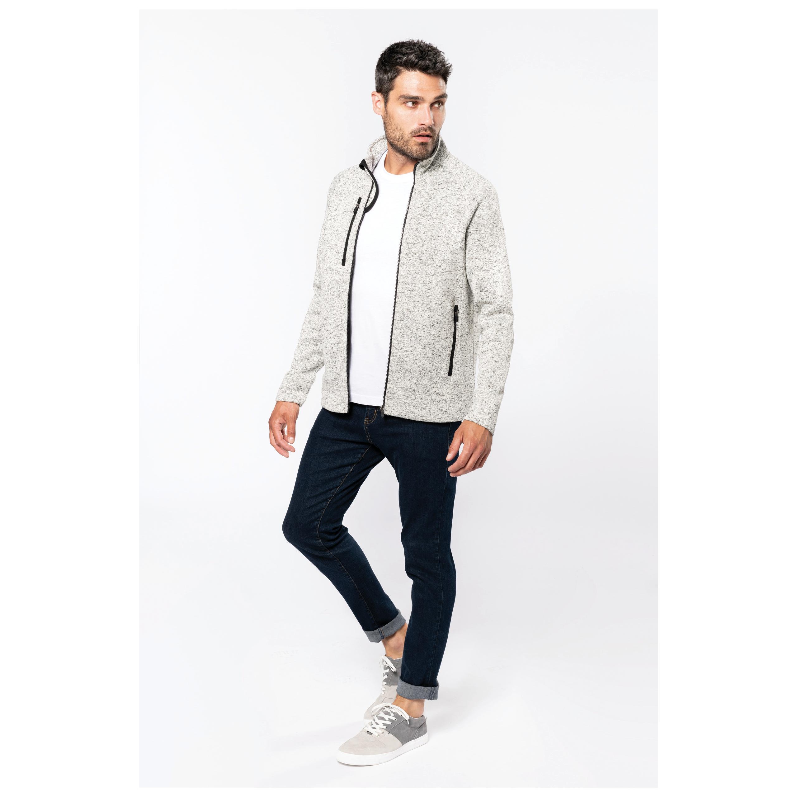 Kariban - Veste zippée chinée homme - Dark Grey Melange - S