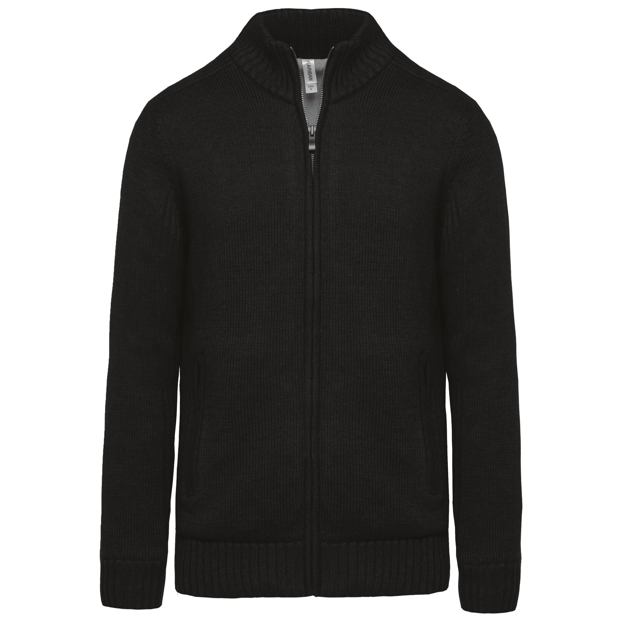 Kariban - Cardigan doublé polaire - Black - S