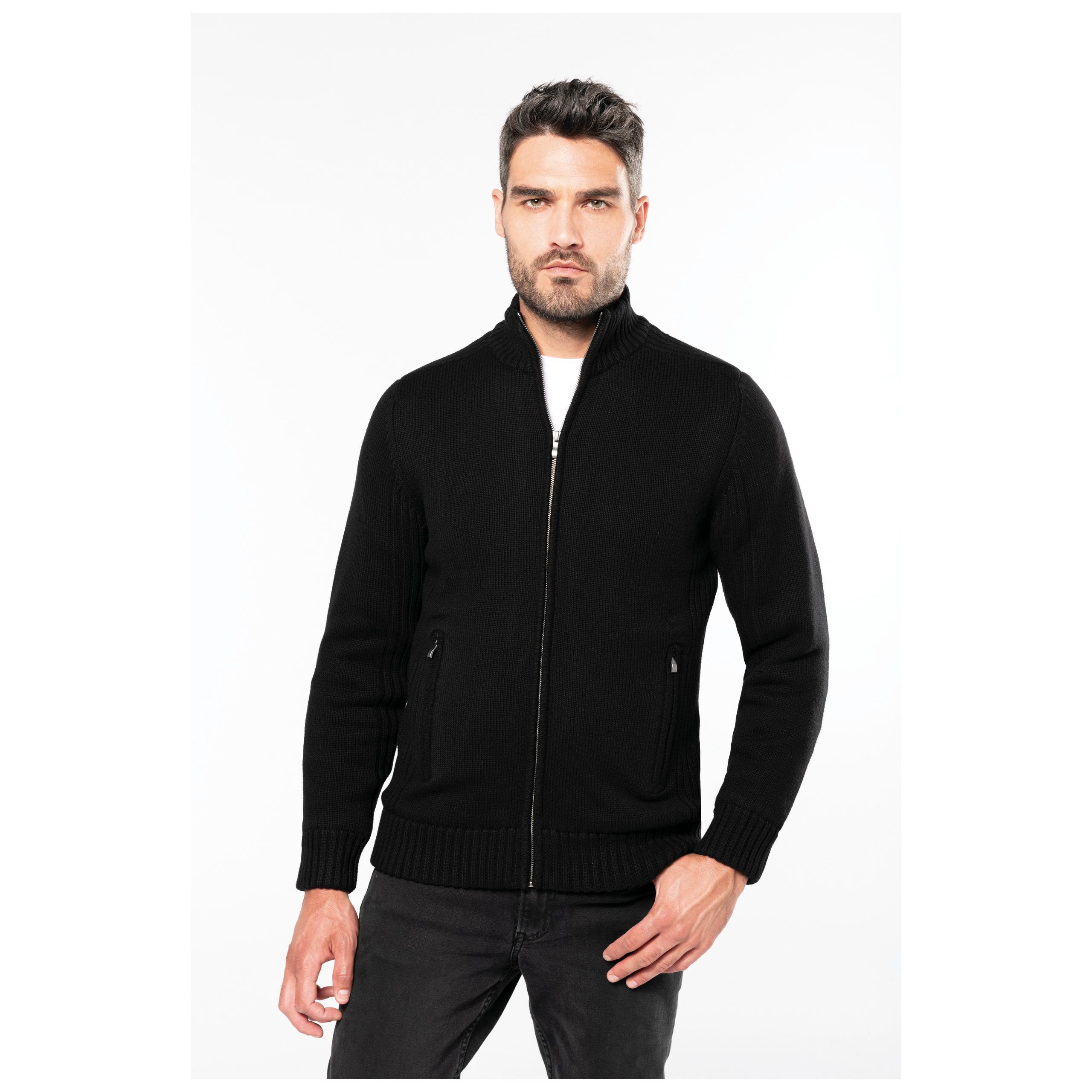 Kariban - Cardigan doublé polaire - Black - S