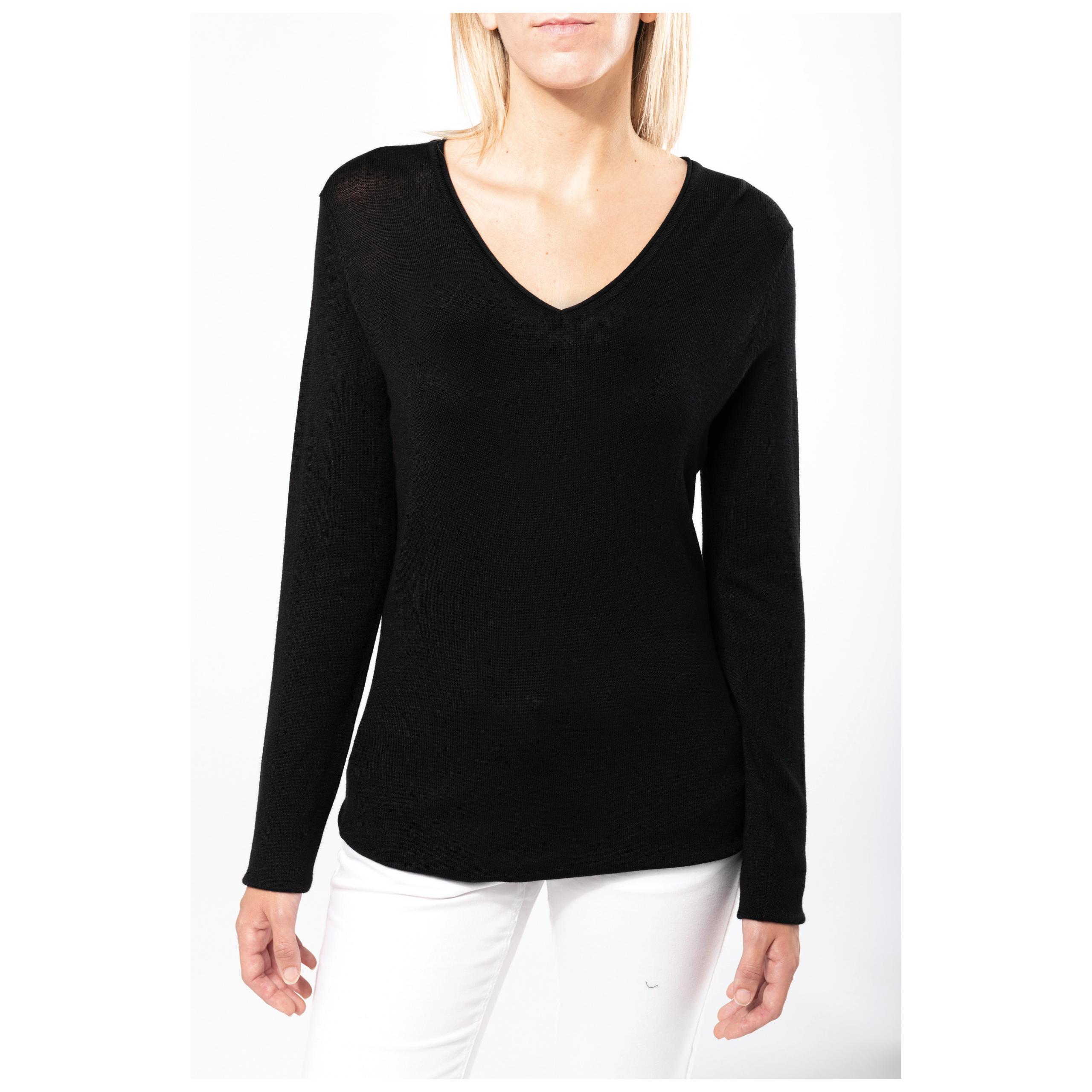 Kariban - Pull col V femme - Black - S