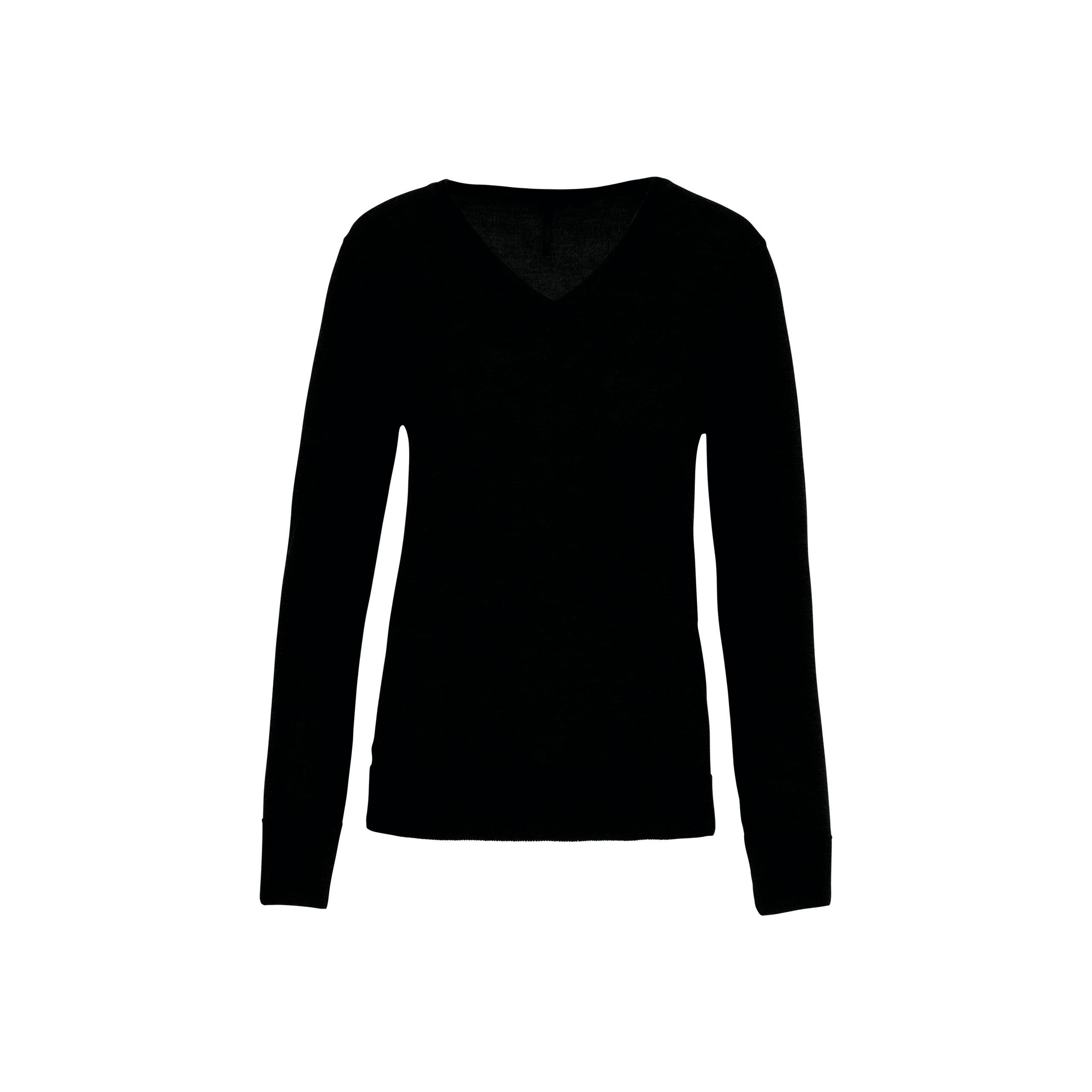 Kariban - Pullover mérinos col V femme - Black - XS