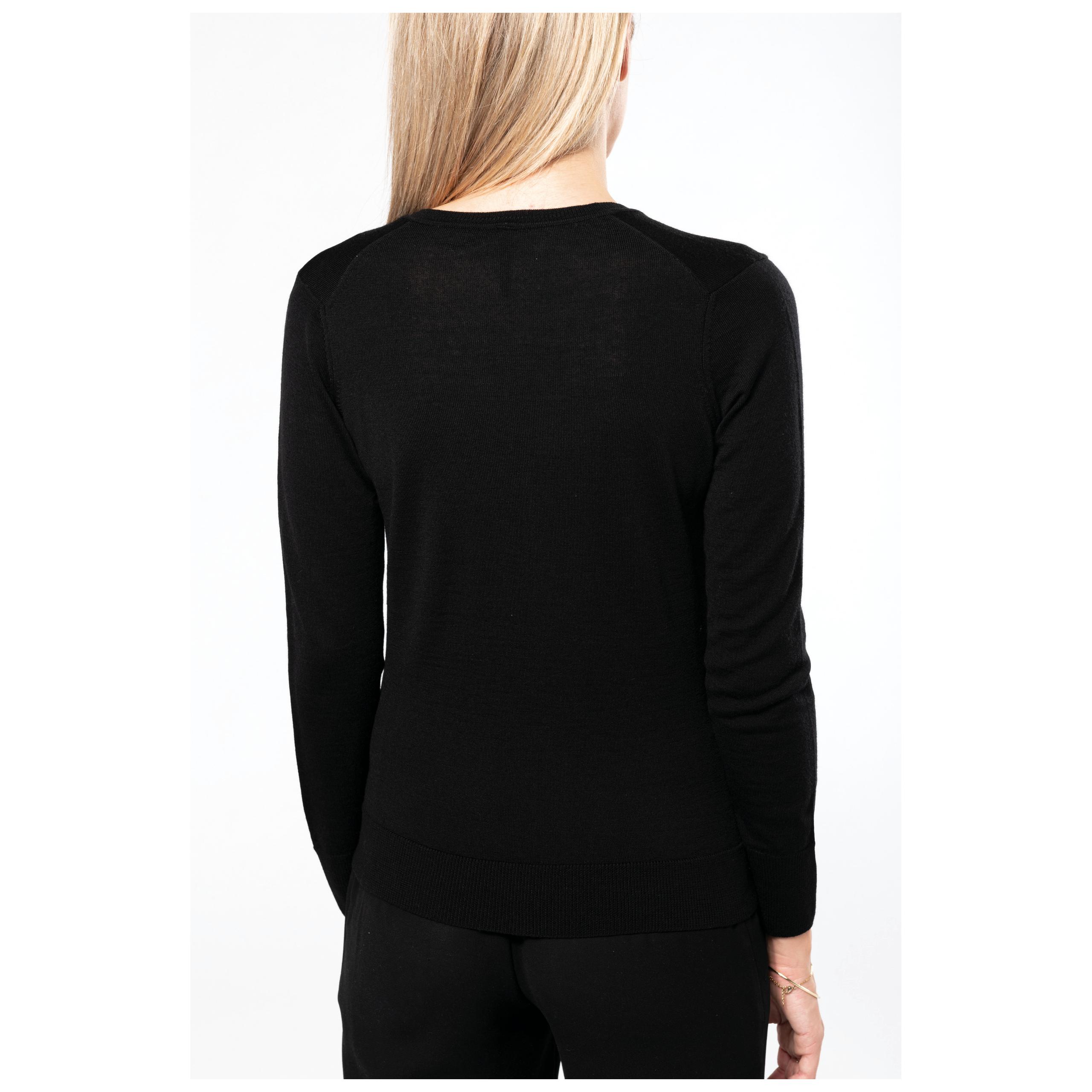 Kariban - Pullover mérinos col V femme - Black - XS