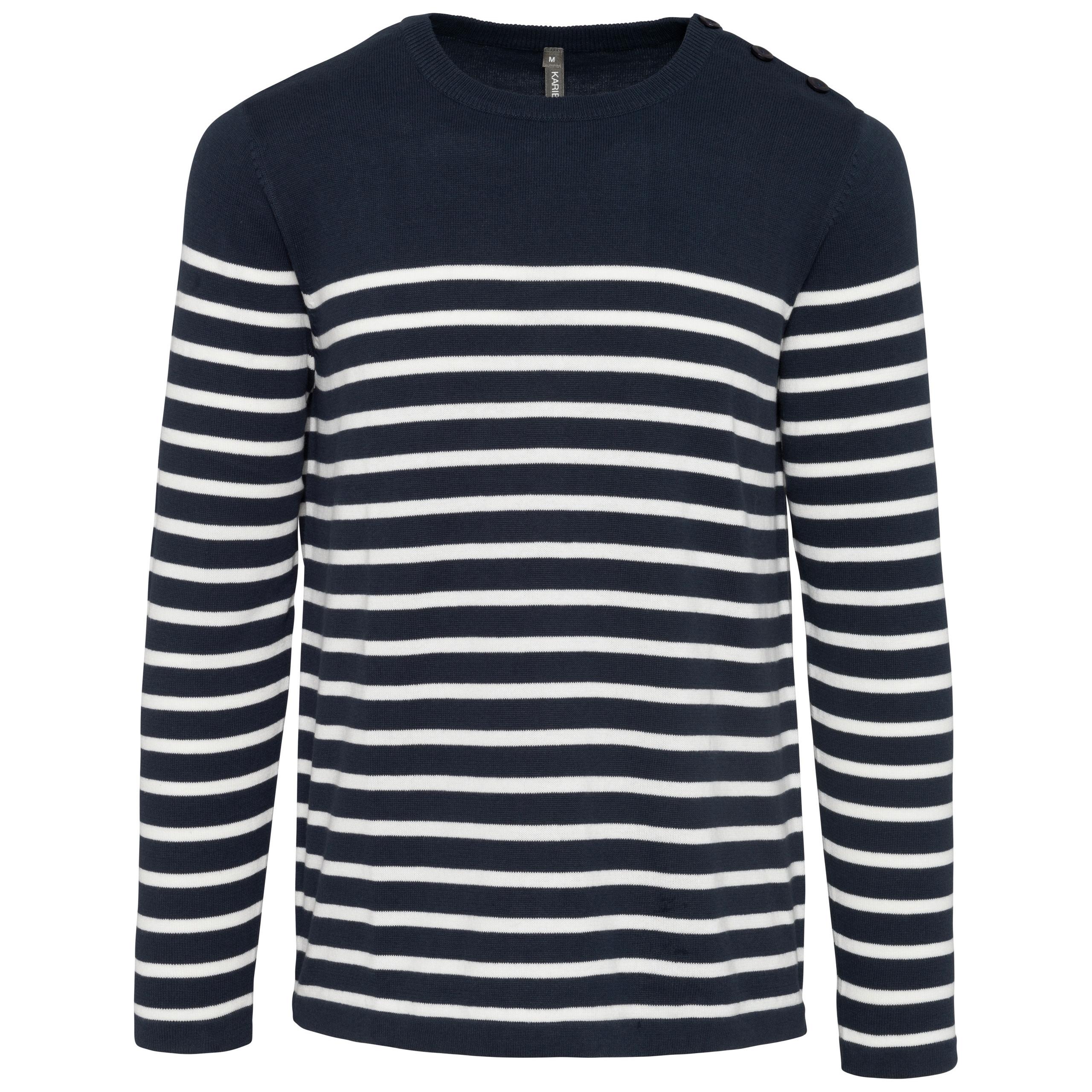 Kariban - Pull marin homme - Striped Navy / Off White - S