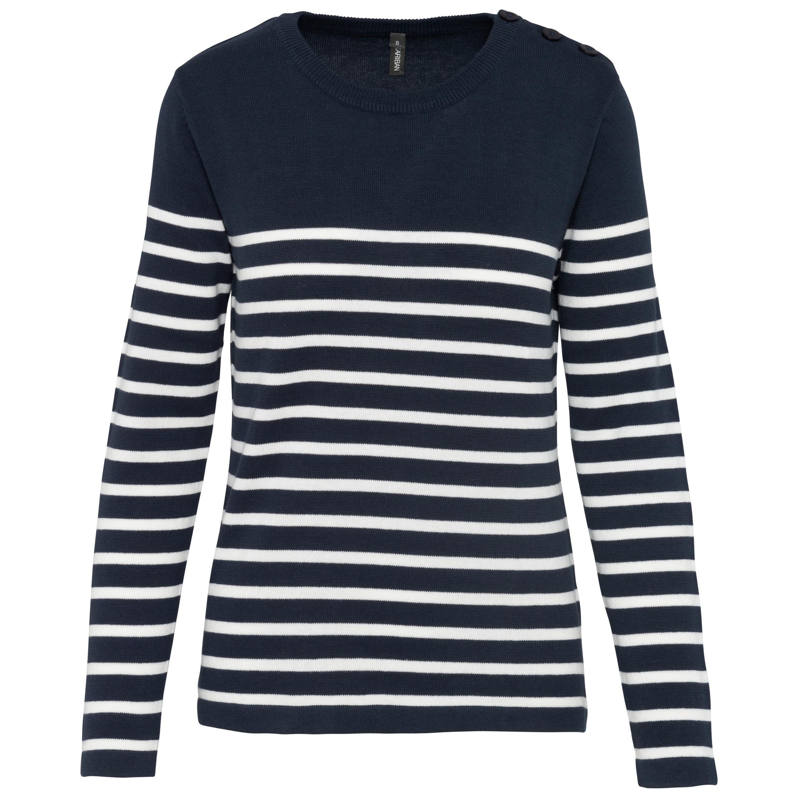 Kariban - Pull marin femme - Striped Navy / Off White - XS