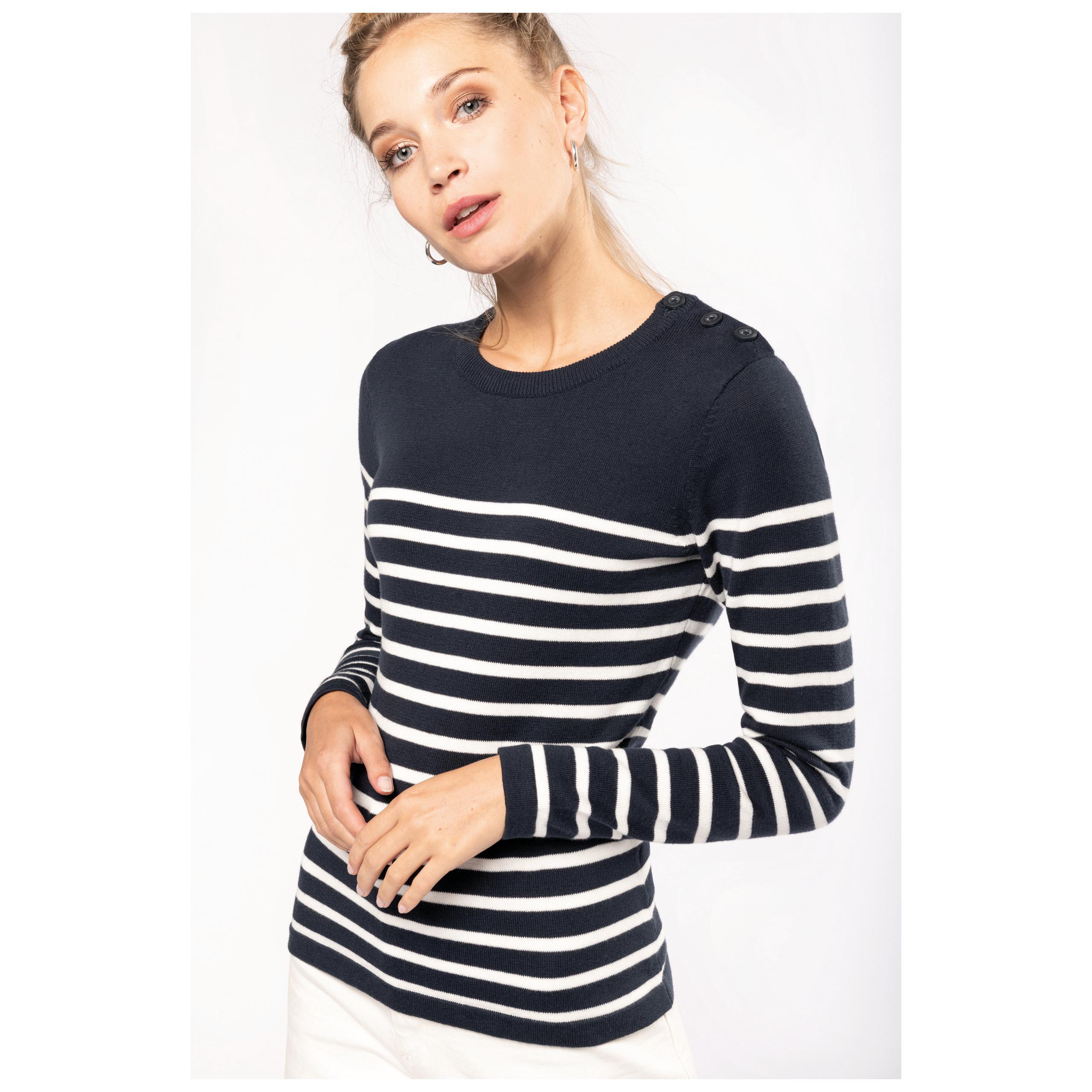 Kariban - Pull marin femme - Striped Navy / Off White - XS