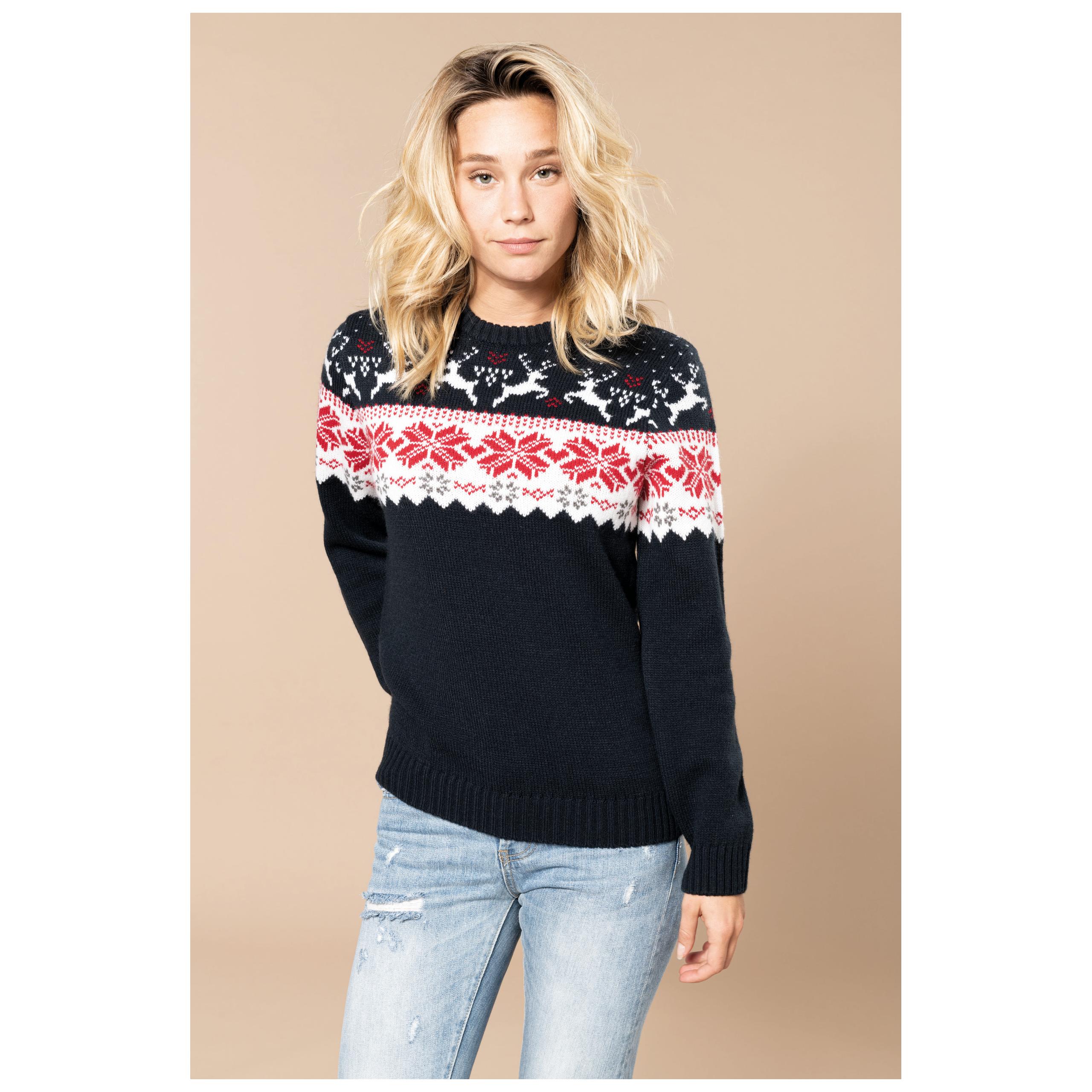 Kariban - Pullover motif cerf - Night Navy - XS