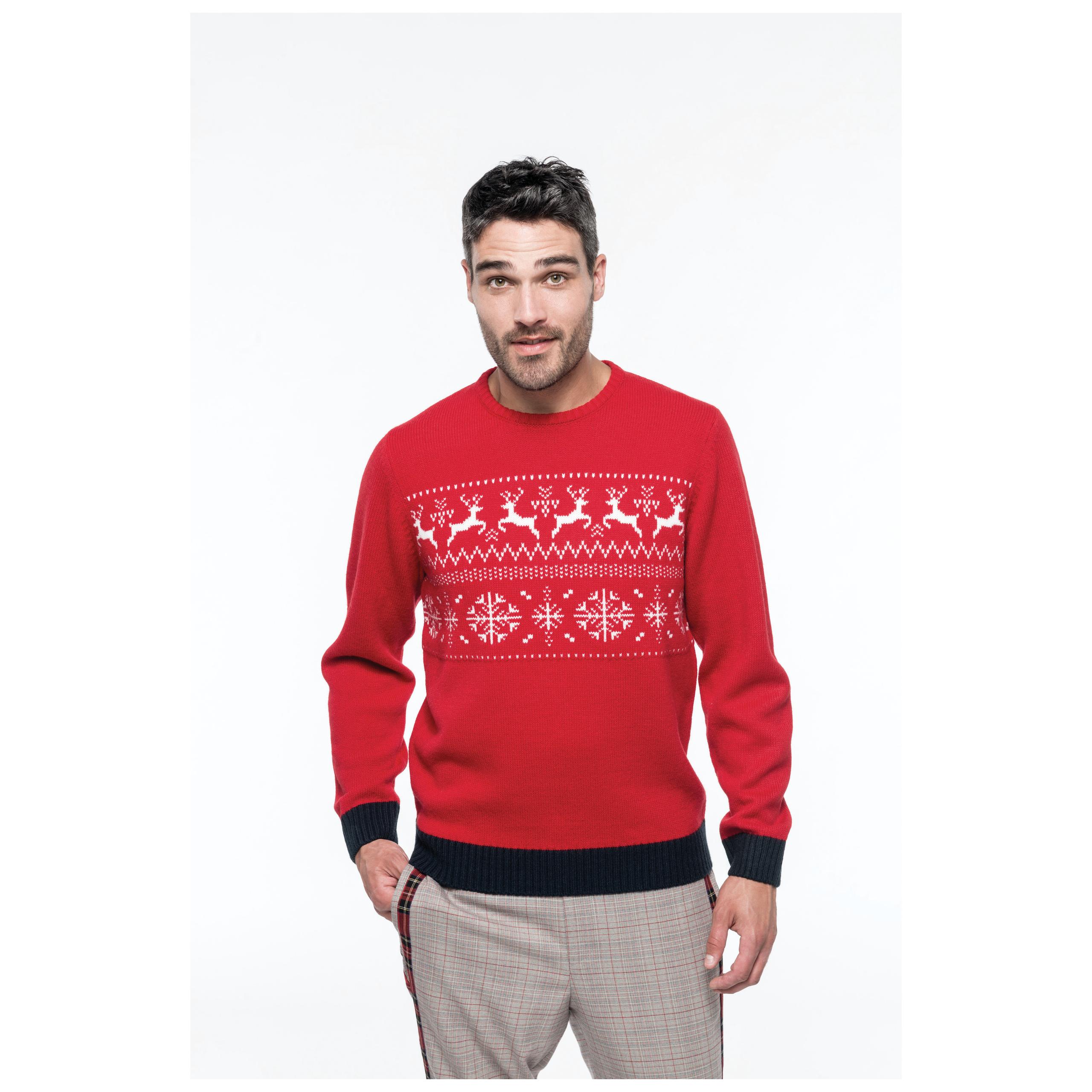 Kariban - Pullover motif rennes - Cherry Red - XS