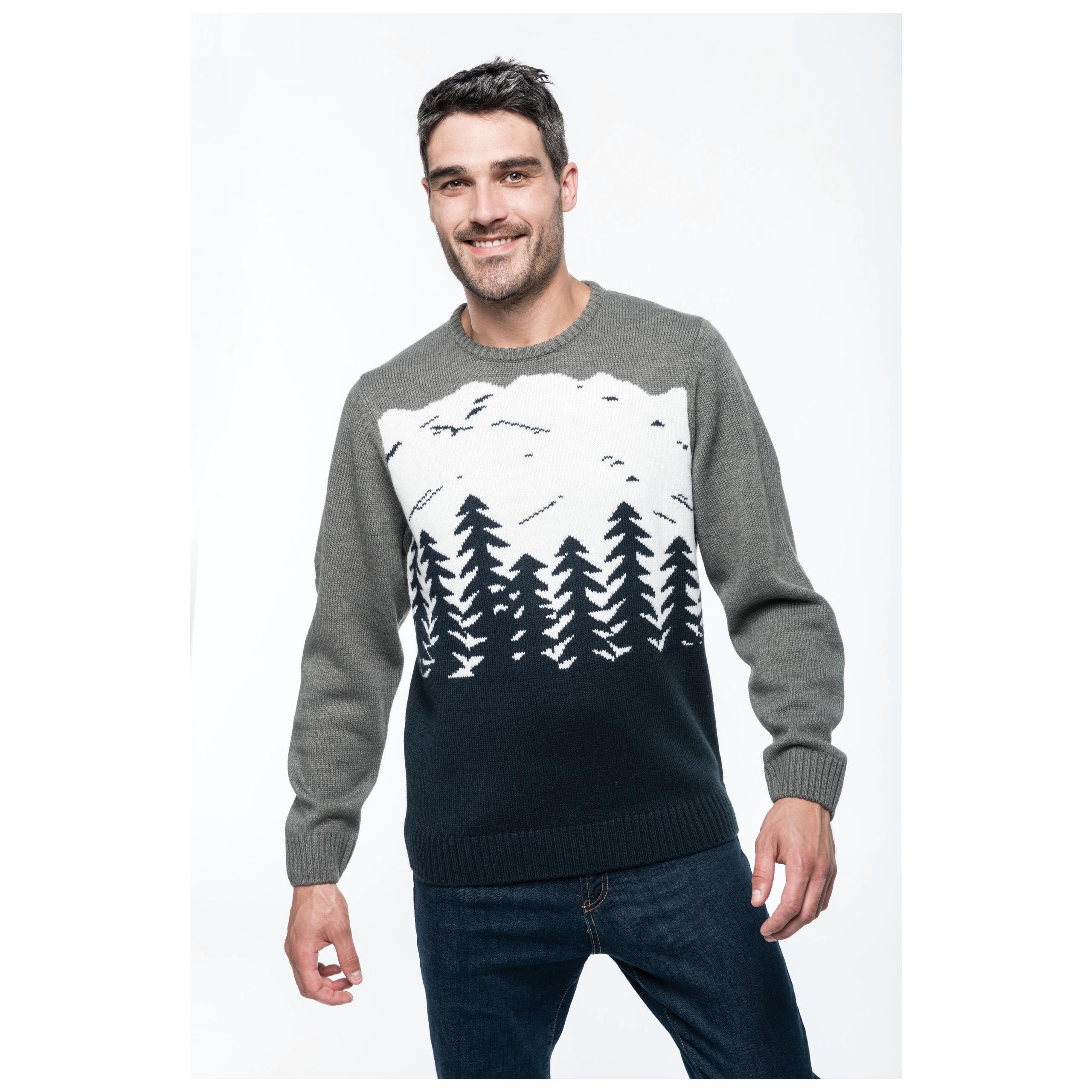 Kariban - Pullover motif sapin - Night Navy - XS