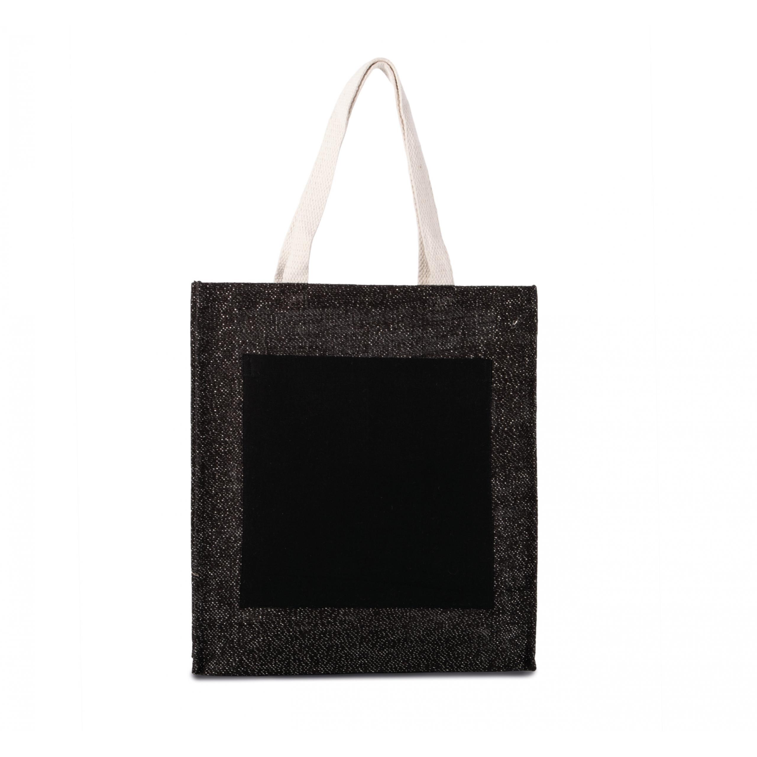 Kimood - Sac shopping toile de jute - Black / Silver - One Size